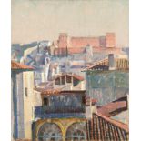 Angelo Zamboni (1895-1939) Italian Rooftops signed (lower left) oil on board 60 x 50cm.