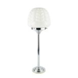 Art Deco Table lamp chrome base with white opaline glass shade 49cm high.