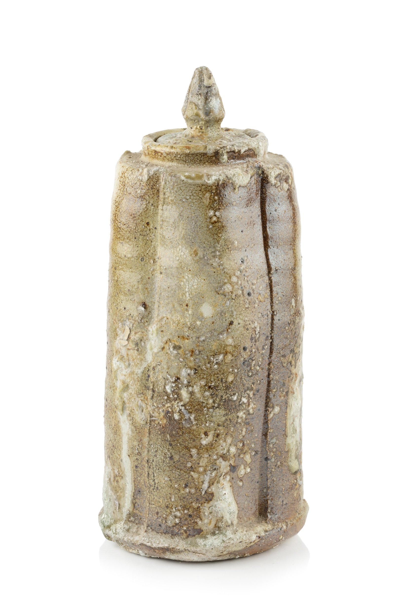 Hans Vangsø (b.1950) Lidded jar wood-fired impressed potter's seal 26cm high. Provenance: The