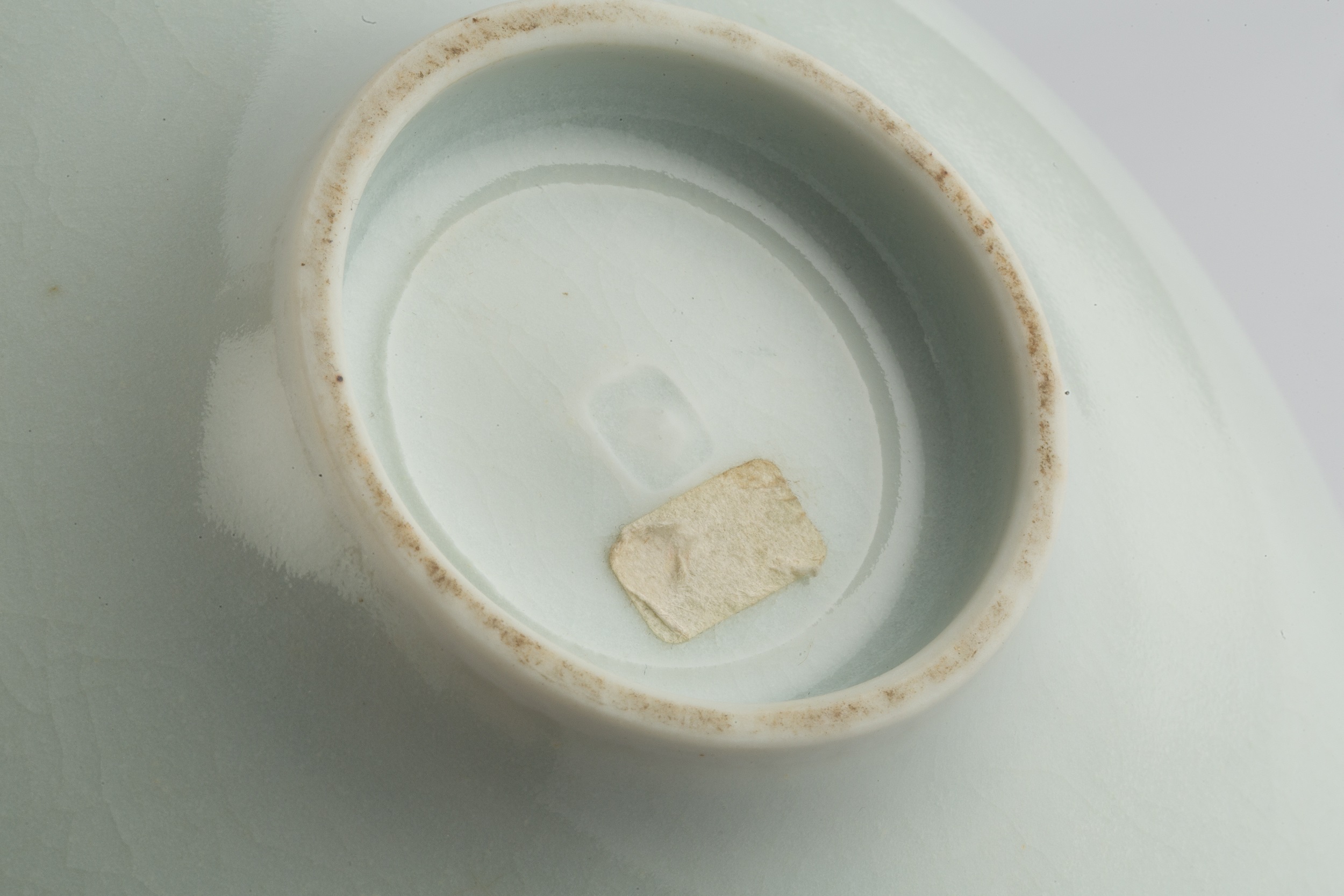 Edmund De Waal (b.1964) Bowl porcelain, with celadon glaze and red detail to the well impressed - Image 4 of 18