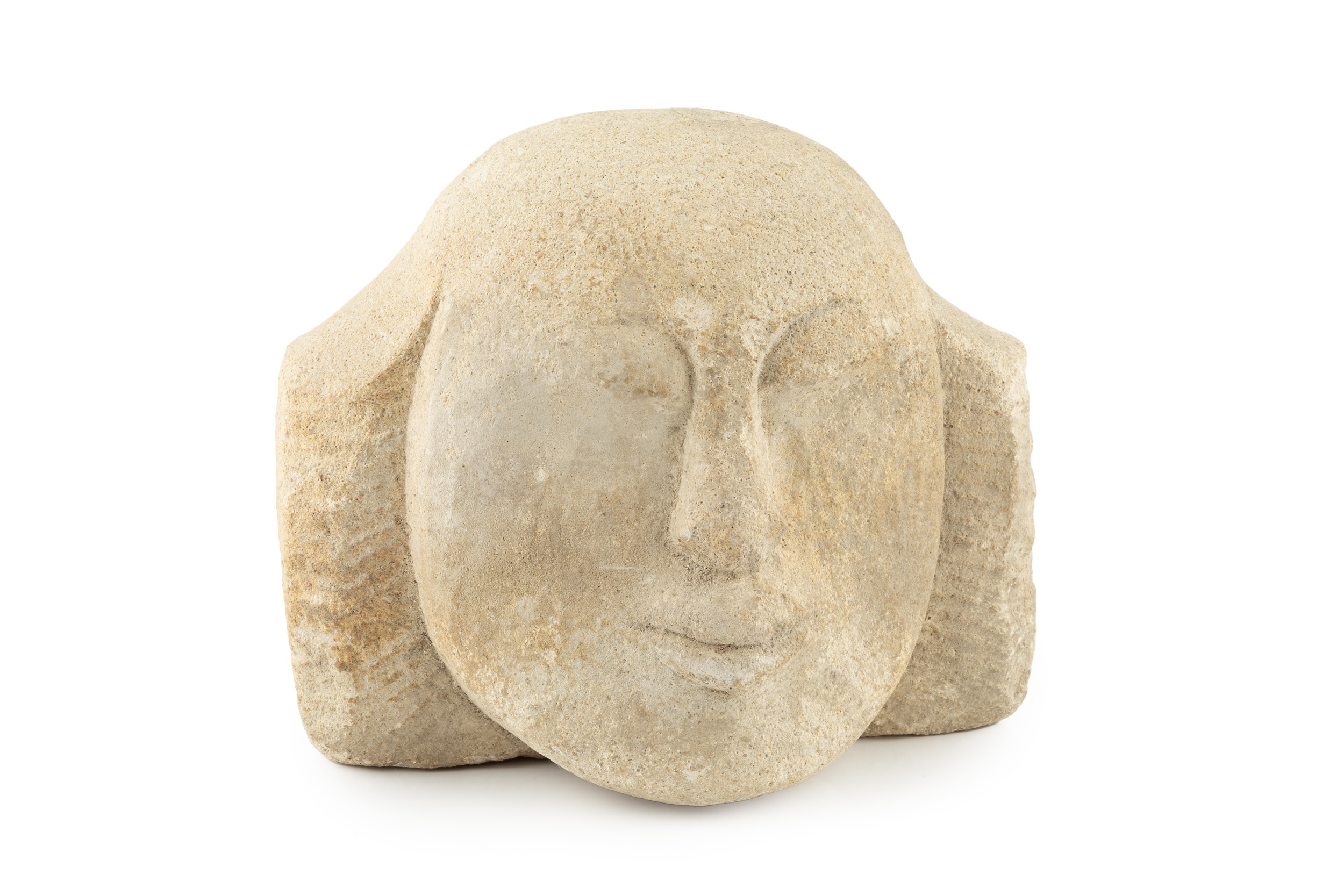 Manner of Eric Gill (1882-1940) Head stone carving 16.5cm high. Provenance: Reputedly from the