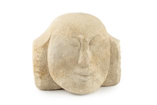 Manner of Eric Gill (1882-1940) Head stone carving 16.5cm high. Provenance: Reputedly from the