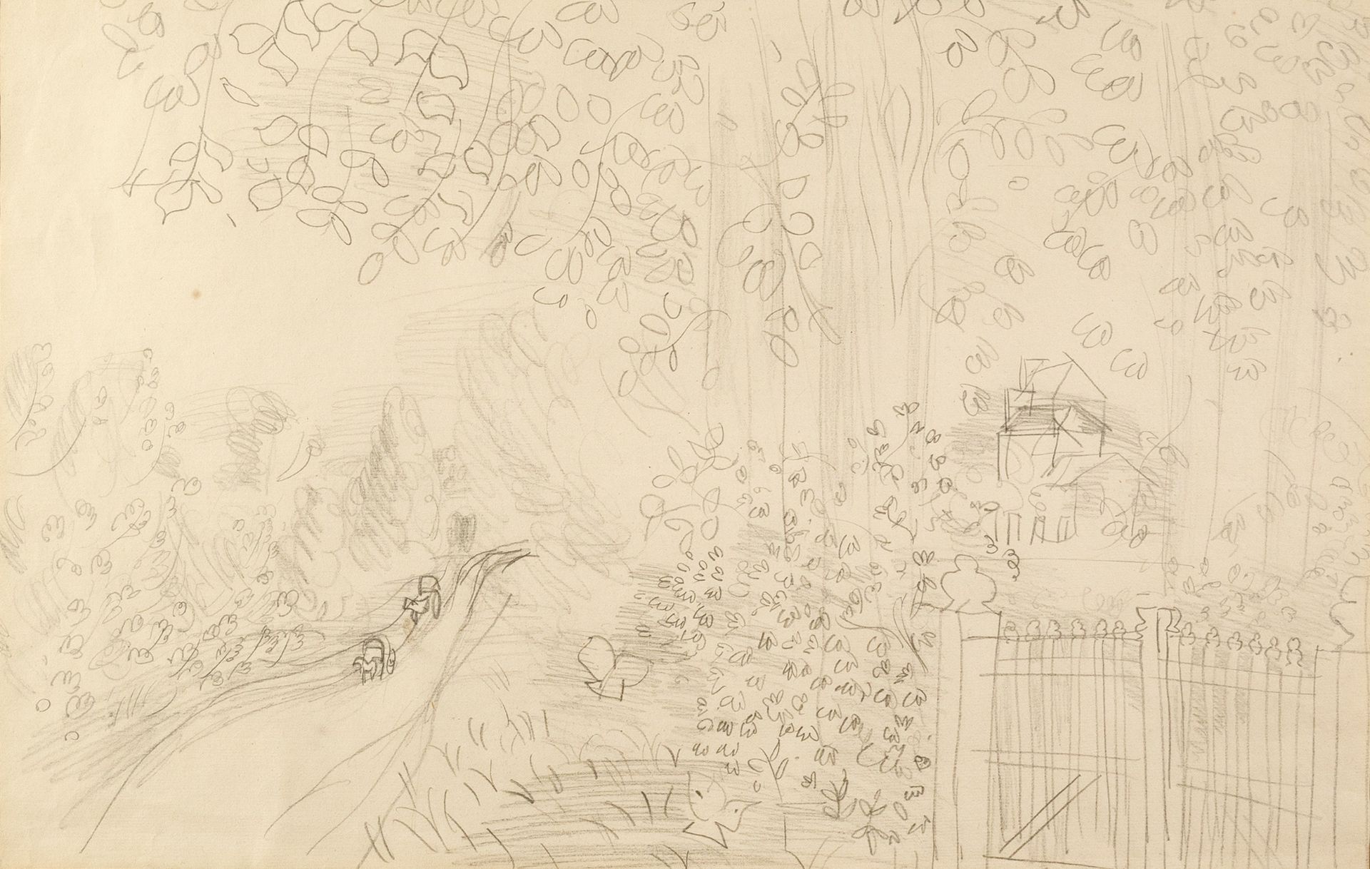 Raoul Dufy (1877-1953) La Route et la Barriere, circa 1932 pencil on paper 35 x 54cm. Provenance: