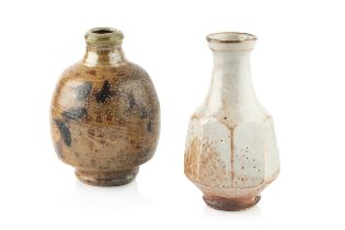 Phil Rogers (1951-2020) Bottle vase stoneware, with salt glaze and iron motif impressed potter's