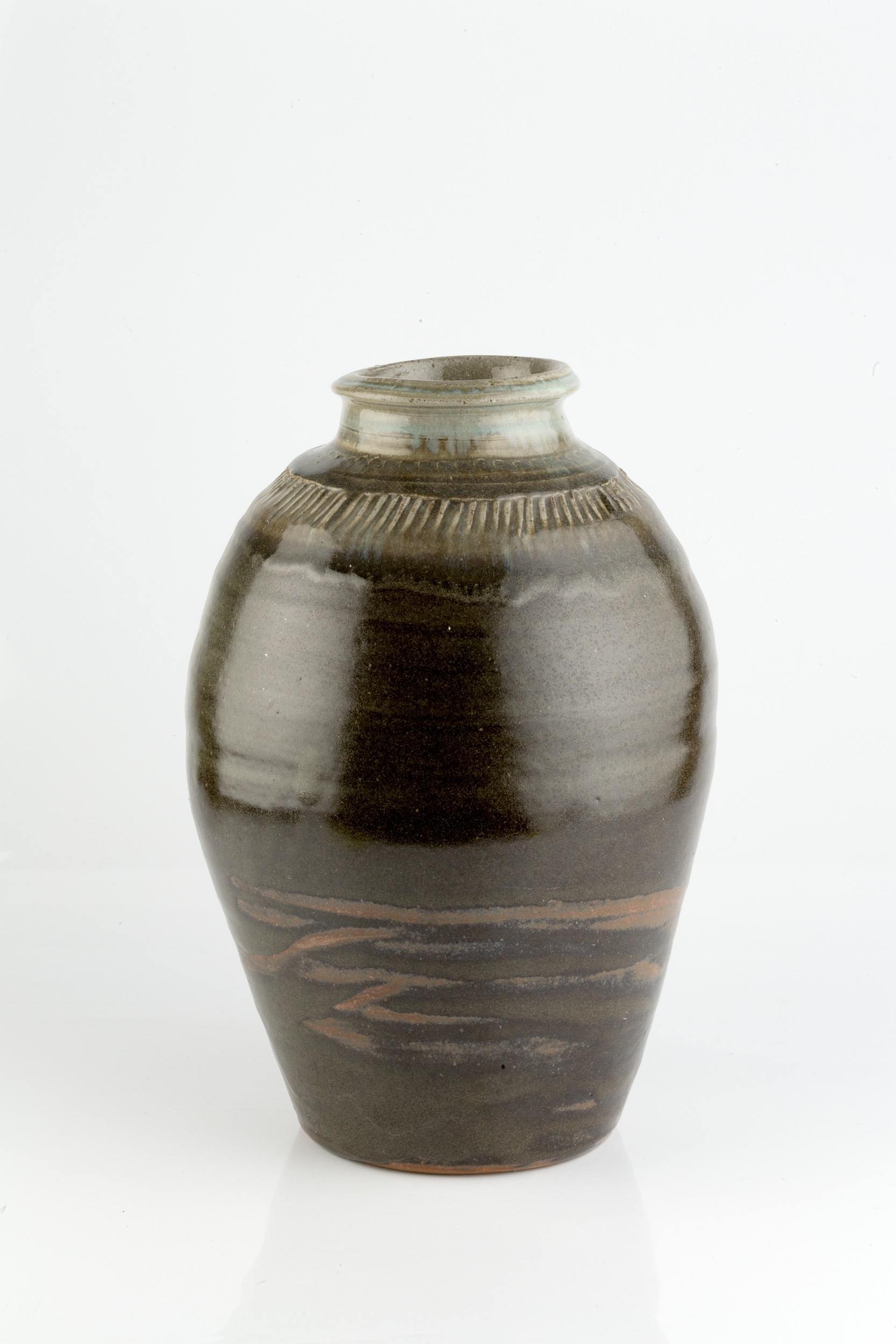 Mike Dodd (b.1943) Large vase stoneware, with a nuka type neck and incised detail to the neck - Image 2 of 3