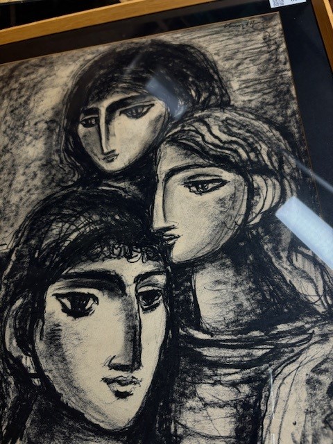 John Christoforou (1921-2014) Three Female Heads signed (upper right) charcoal on paper 51 x 36cm. - Image 4 of 8