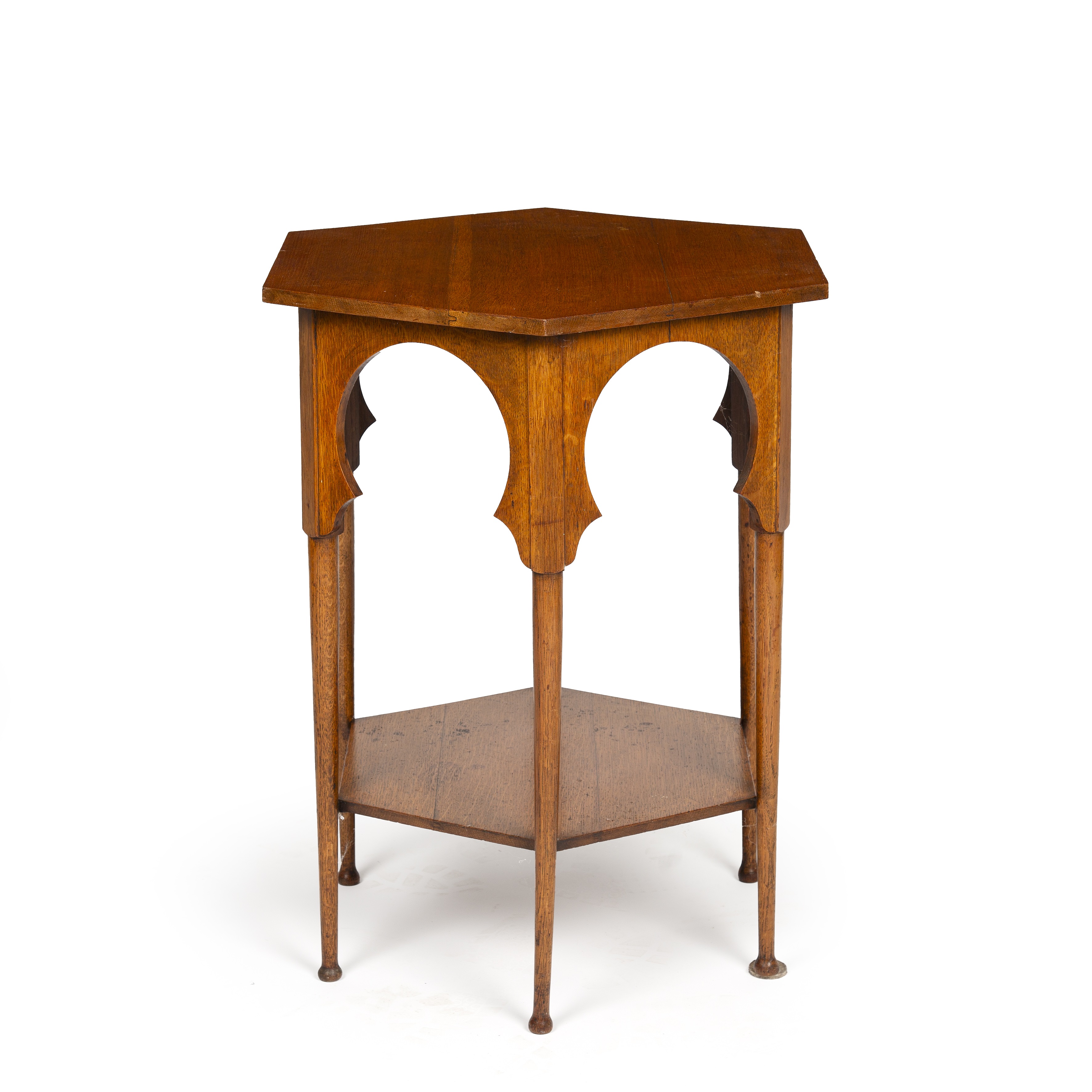 Attributed to Liberty & Co. Anglo-Moresque occasional table, circa 1900 oak 71cm high, 53cm wide.