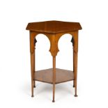 Attributed to Liberty & Co. Anglo-Moresque occasional table, circa 1900 oak 71cm high, 53cm wide.