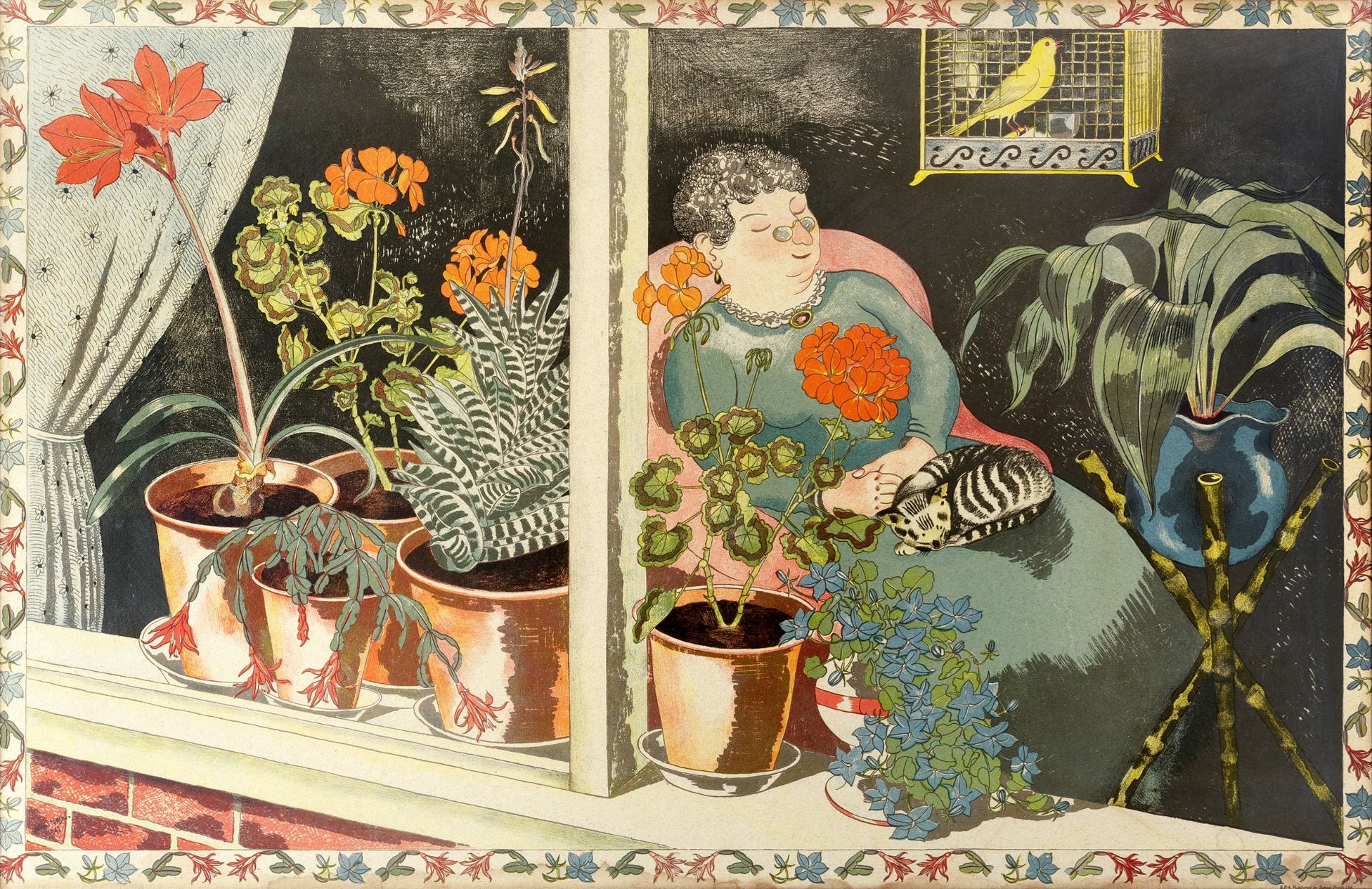 John Northcote Nash (1893-1977) Window Plants, circa 1945 from the series School Prints lithograph