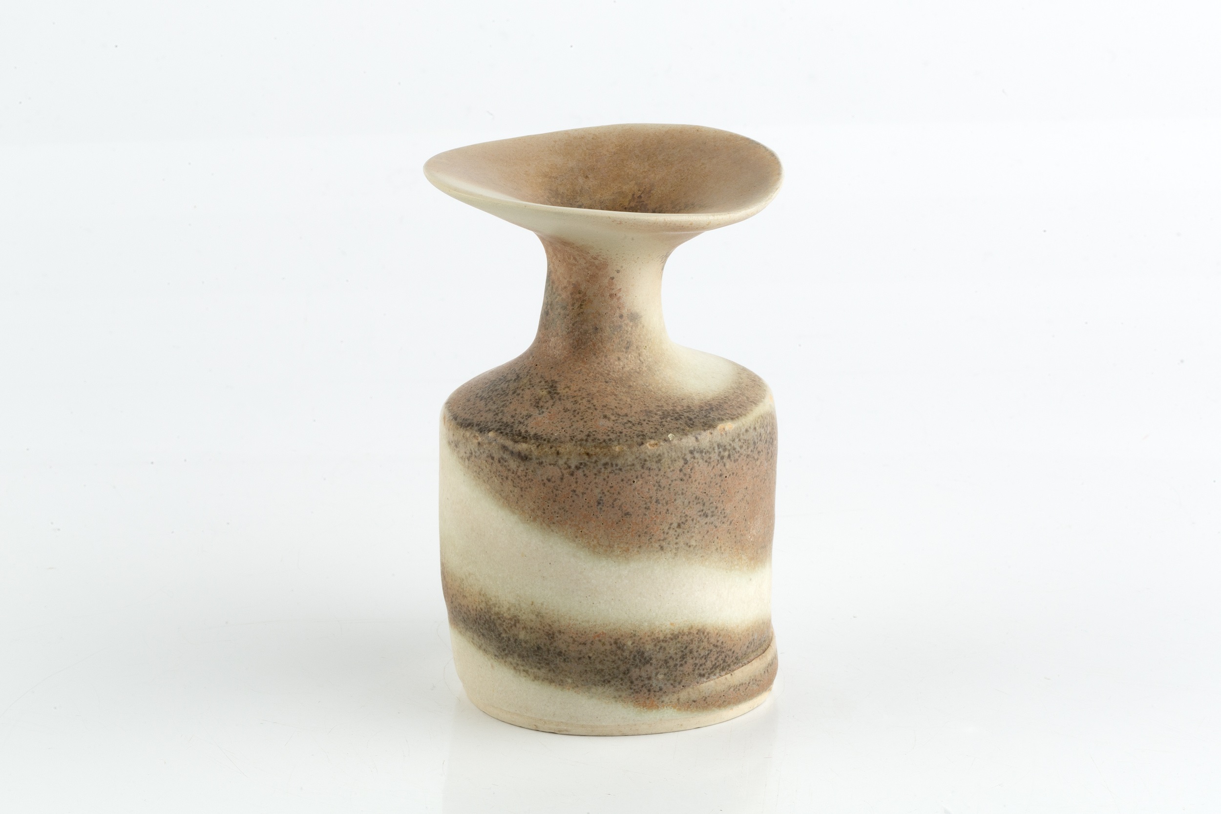 Lucie Rie (1902-1995) Vase swirled pale glazes impressed potter's seal 12.2cm high. - Image 4 of 6