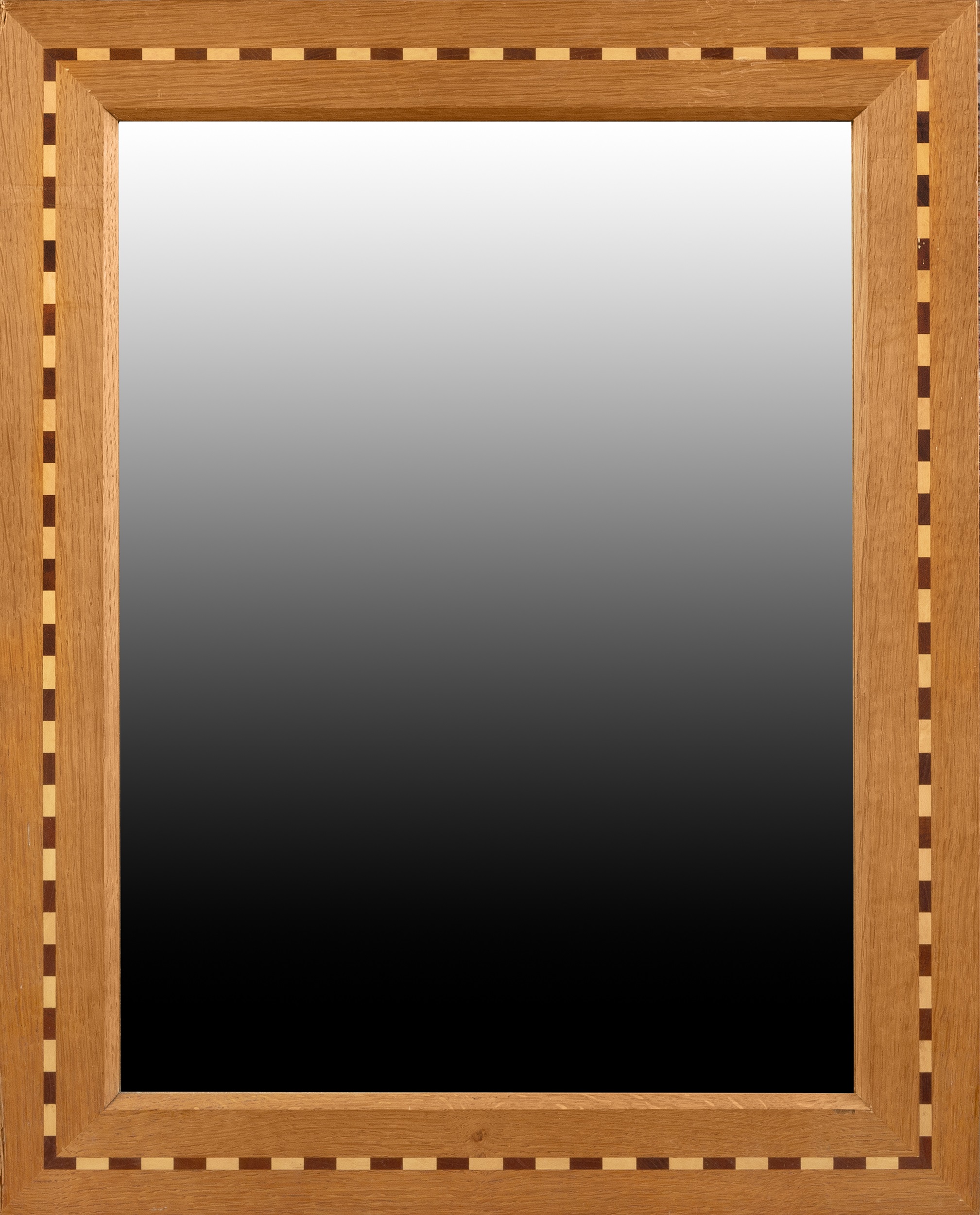 Christopher Vickers (Contemporary) Arts & Crafts mirror oak with an inlaid pattern signed 49 x 39cm.