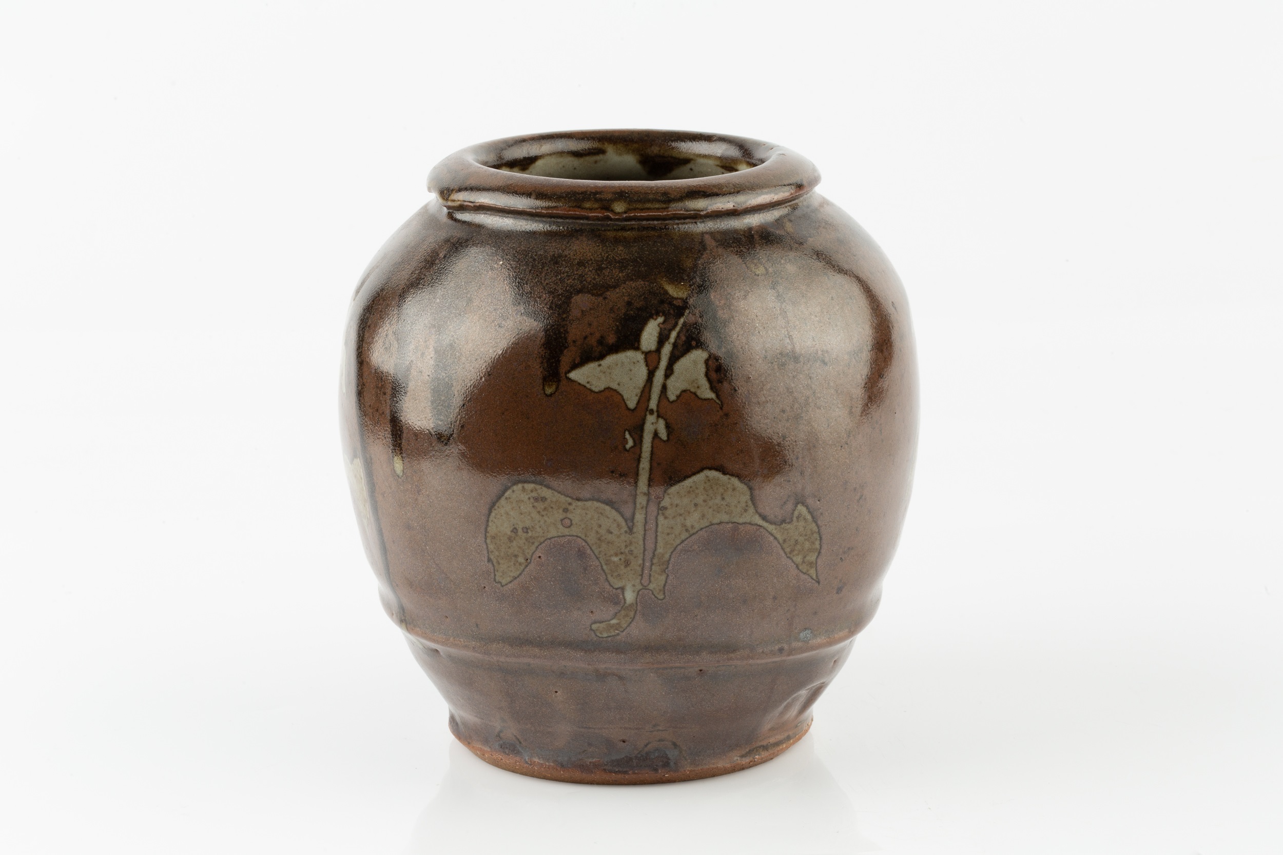 Mike Dodd (b.1943) Vase stoneware, with iron glaze and wax-resist sprigs impressed potter's seal - Image 2 of 4