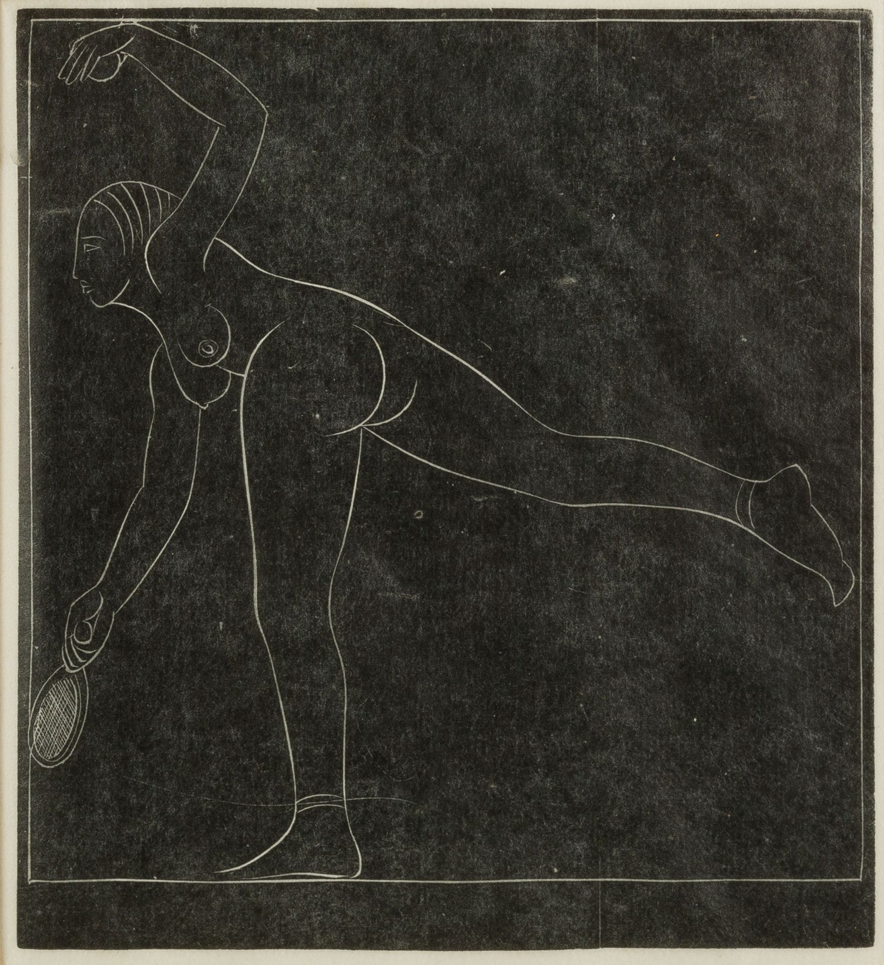Eric Gill (1882-1940) The Tennis Player wood engraving 11.5cm x 10cm. Provenance: Nomad Galleries;