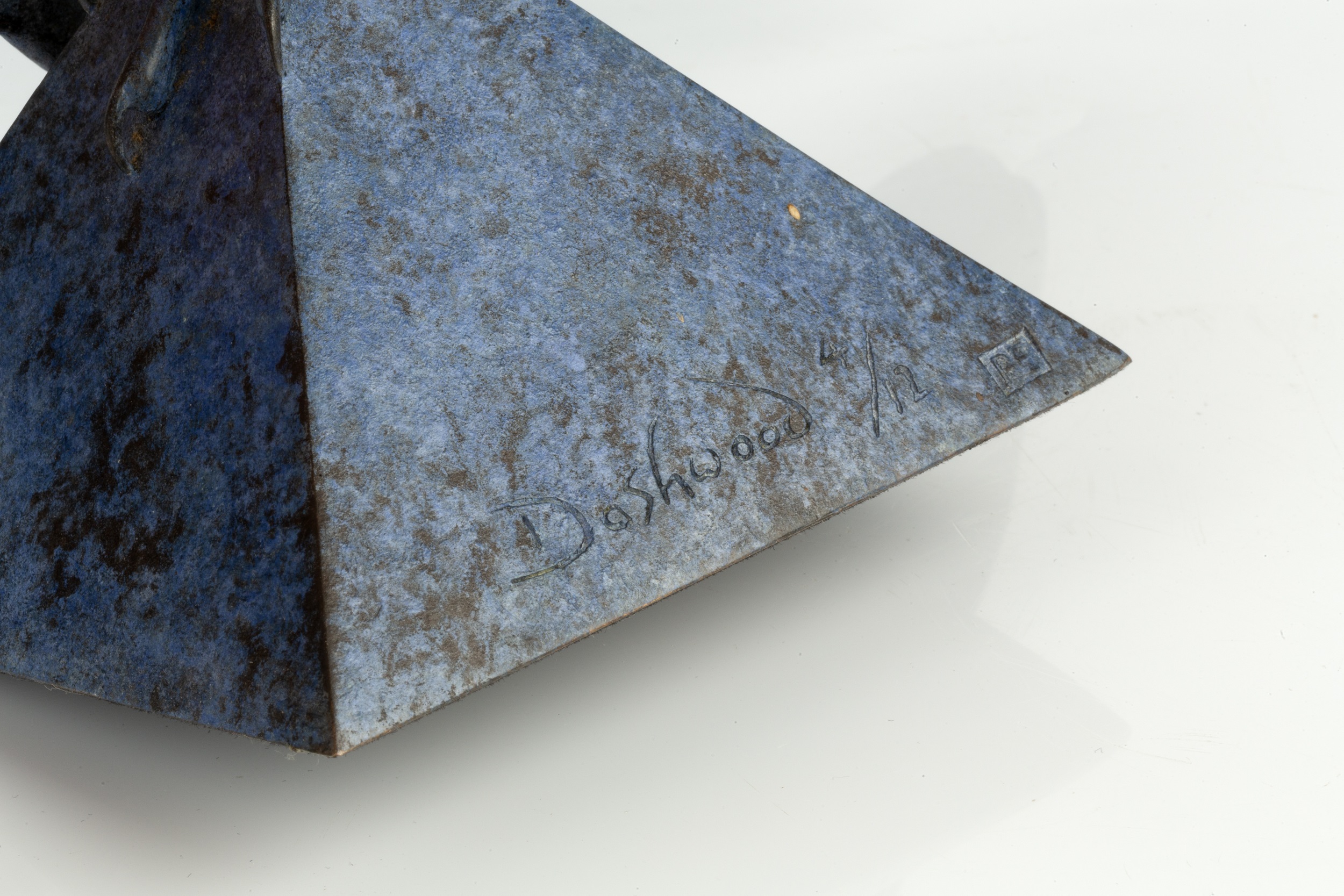 Geoffrey Dashwood (b.1947) Hobby 4/12, signed and numbered blue patinated bronze 24.5cm high. - Image 4 of 4