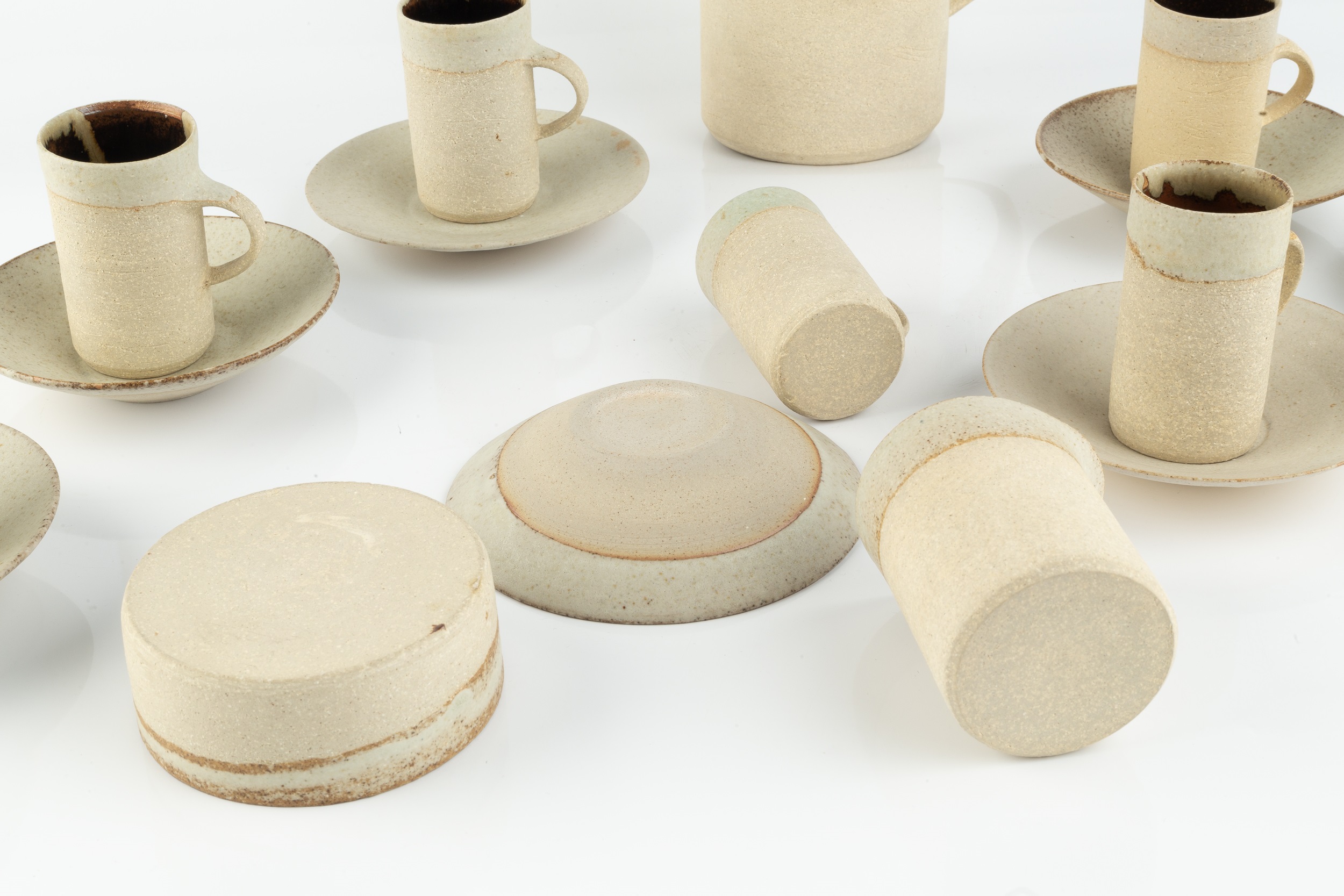 Ruth Duckworth (1919-2009) Coffee set stoneware, with pale glaze comprising 20 pieces in total pot - Image 2 of 11