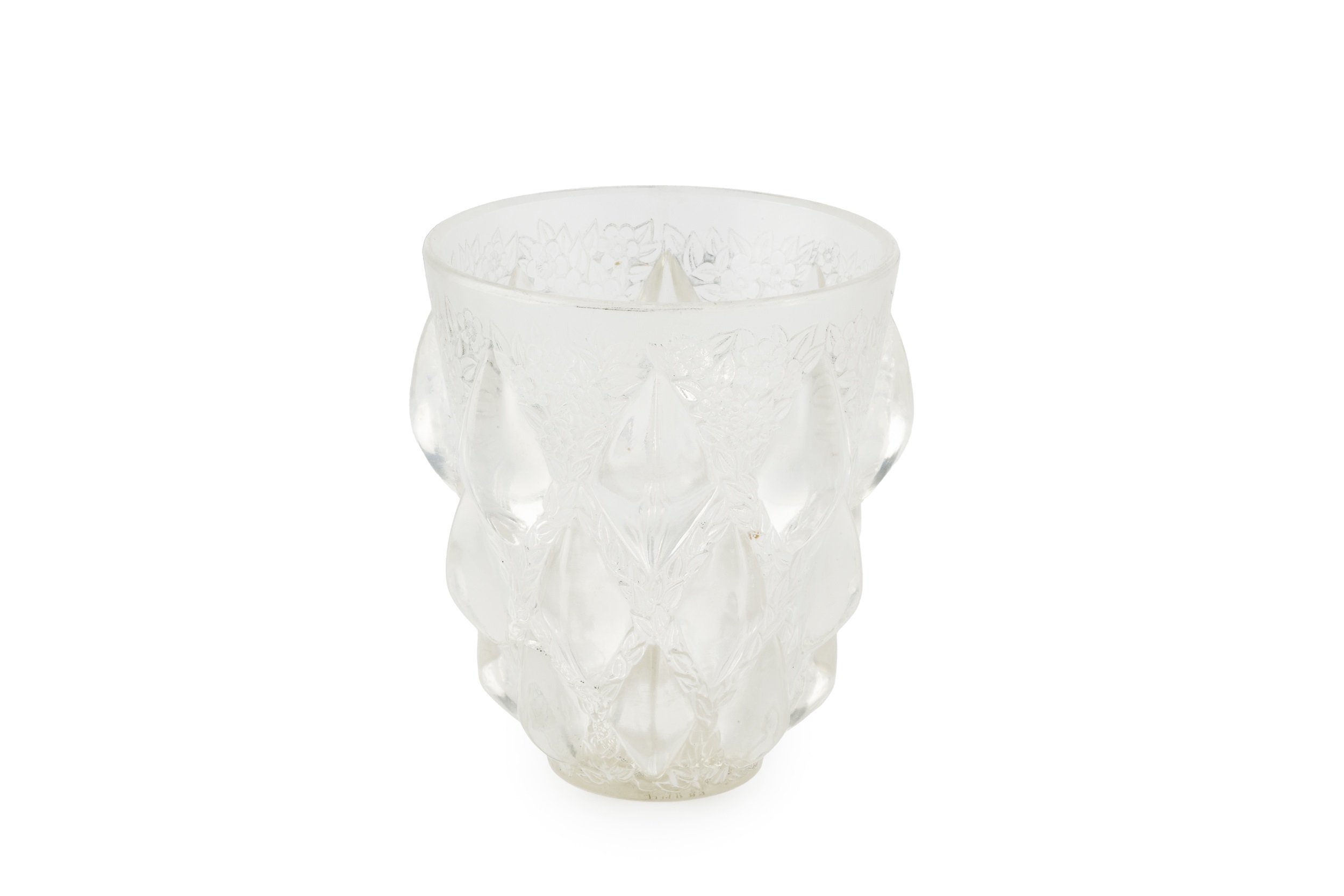 René Lalique (French 1860-1945) Rampillon glass vase, designed 1927 etched 'R Lalique France' 13cm