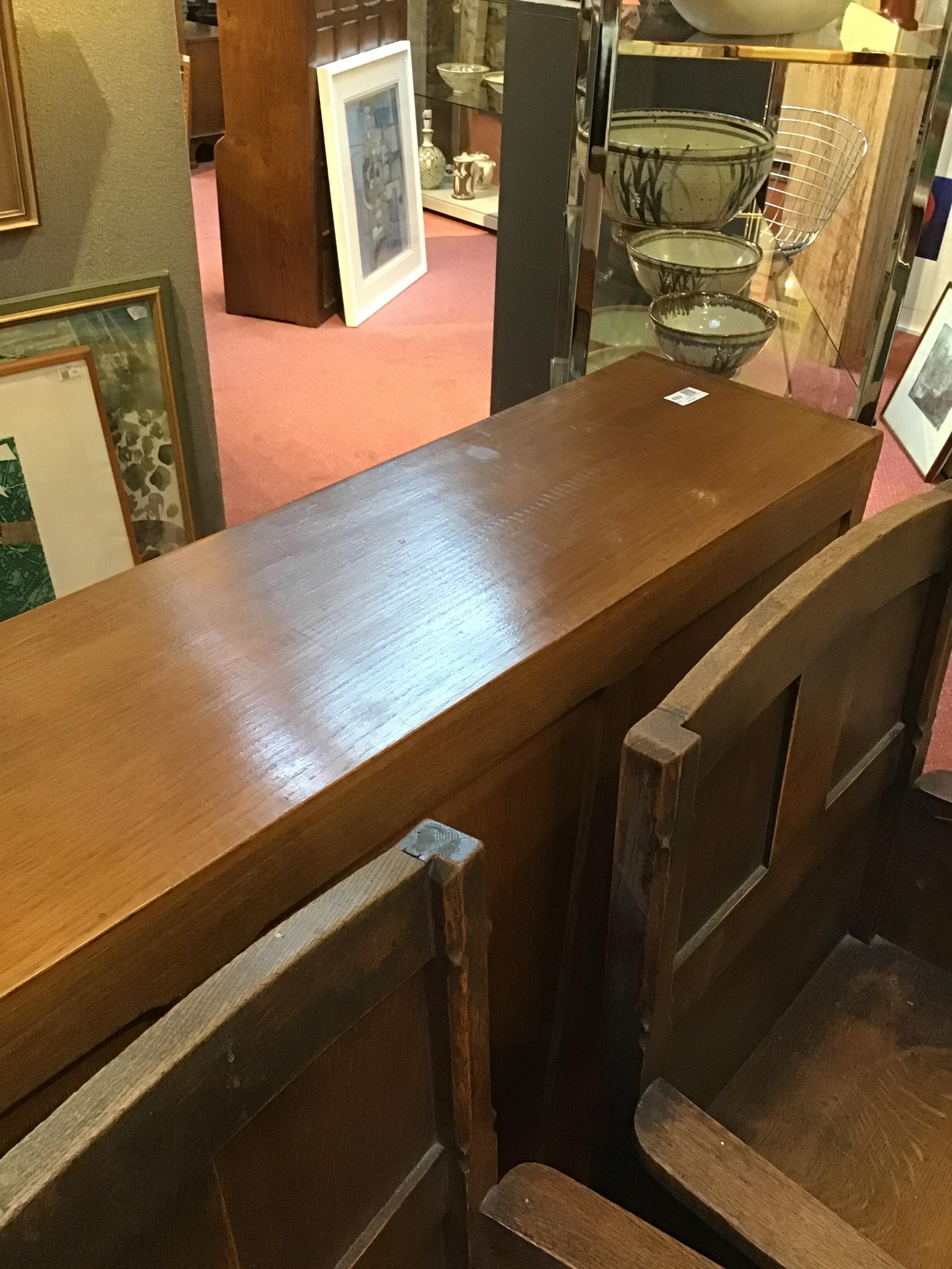 Robert Thompson of Kilburn (1876-1955) Mouseman open bookcase, circa 1970 oak, with halfpenny - Image 8 of 8