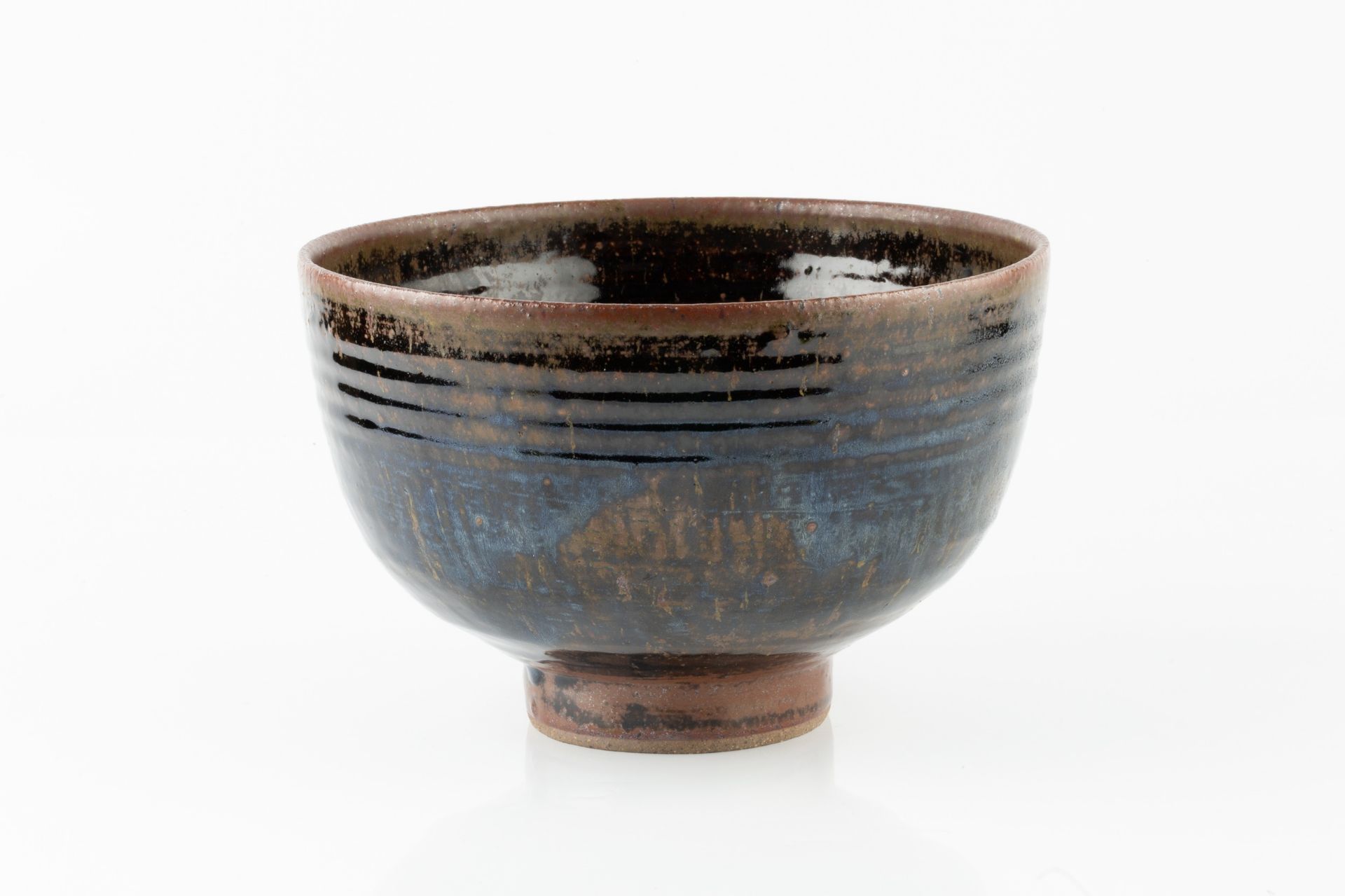 Len Hollman (20th Century) Footed bowl tenmoku impressed potter's seal 15cm high, 23cm diameter. - Image 2 of 3