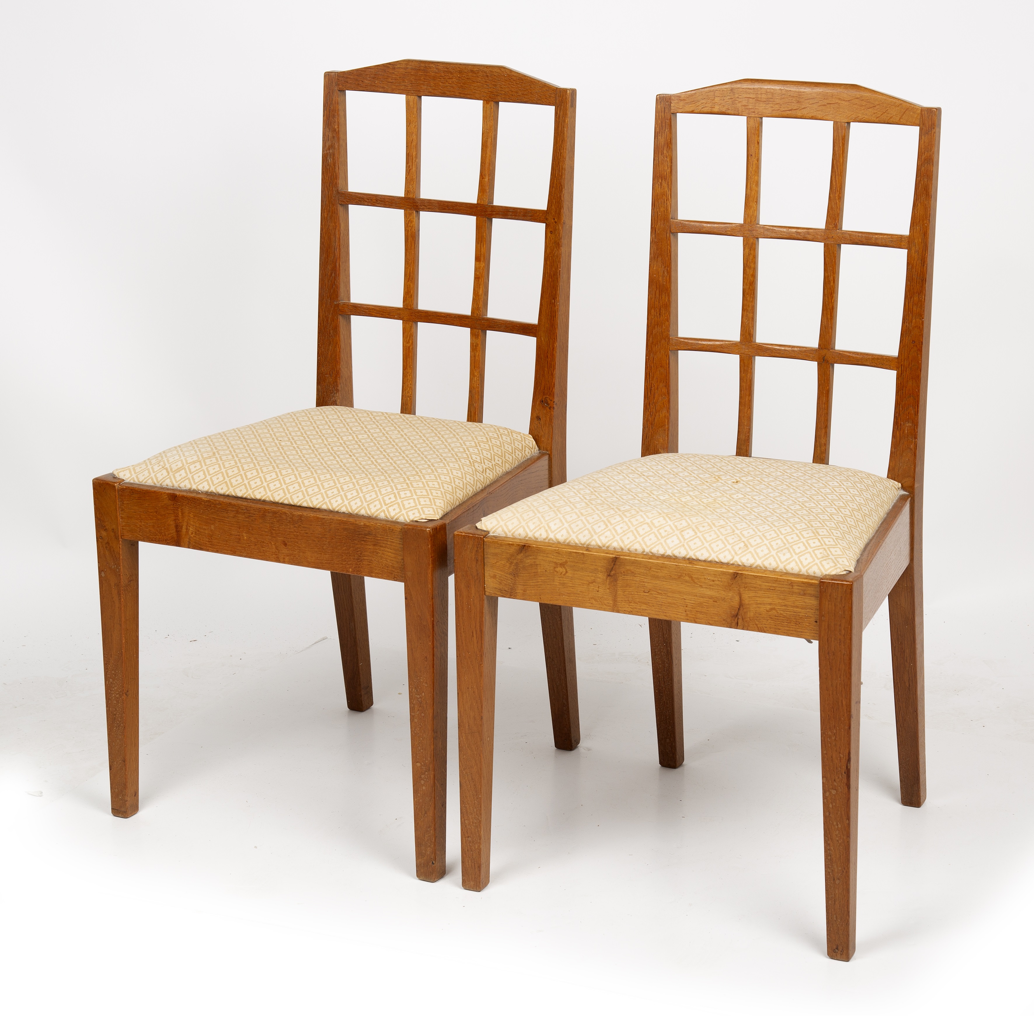 Hugh Birkett (1919-2002) Pair of chairs, 1952 oak, with drop-in fabric seats signed and dated 87cm - Image 3 of 4