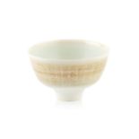 Peter Wills (b.1955) Footed bowl porcelain, with a light brown herringbone pattern signed and with