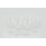Murano A set of six Salviati wine glasses glass, octagonal form with applied 'teardrop' design
