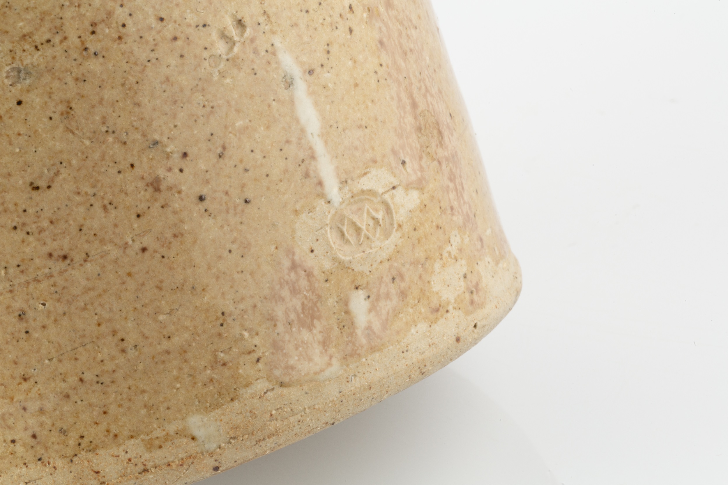 William 'Bill' Marshall (1923-2007) Vase oatmeal glaze with white splashes impressed potter's seal - Image 3 of 3