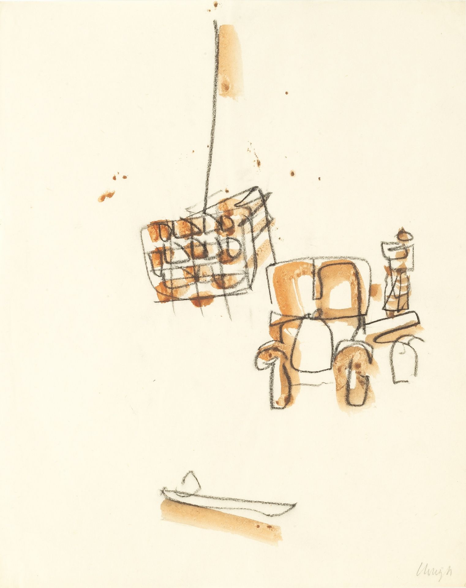 Prunella Clough (1919-1999) Men at Work, circa 1960 a set of four drawing each signed in pencil (