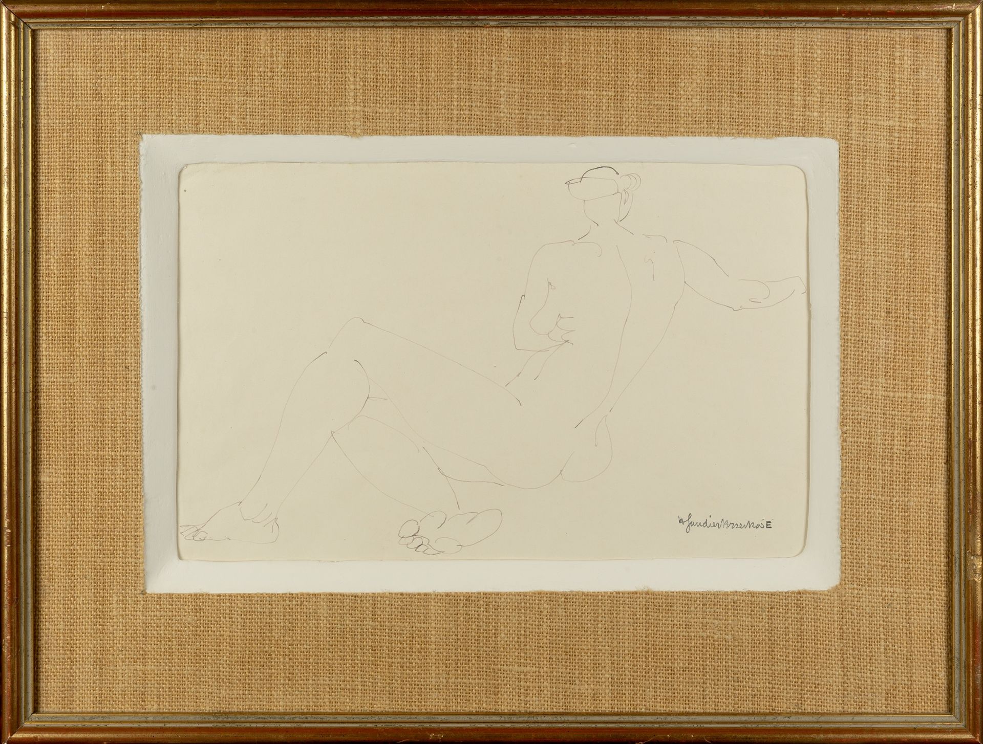 Henri Gaudier-Brzeska (1891-1915) Seated Nude Back View stamped signature (lower right) pen and - Bild 2 aus 3