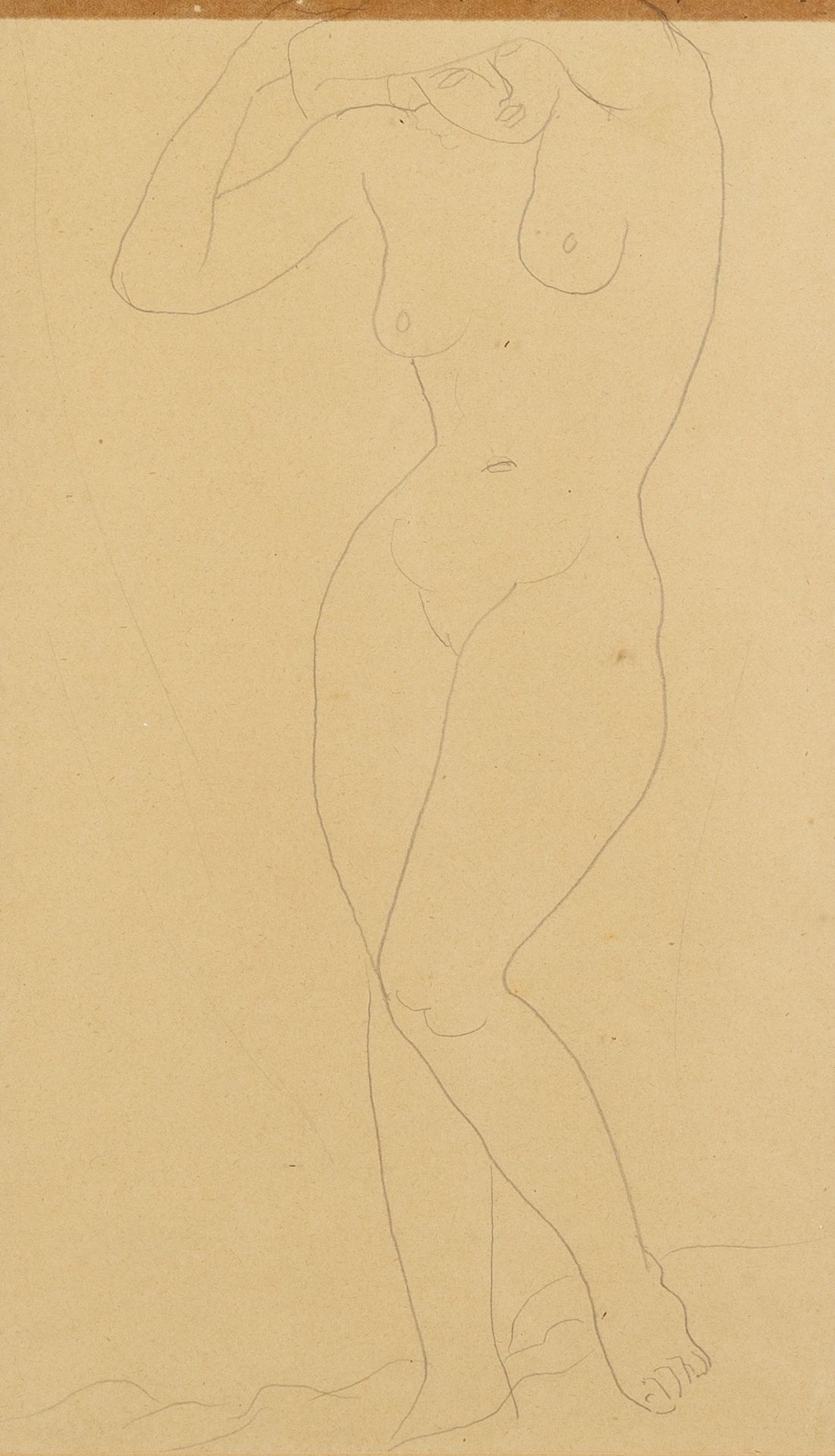 Christopher Wood (1901-1930) Nude with Raised Arm pencil on paper 31 x 18cm. Provenance: Manor