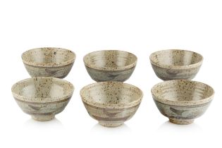 Leach Pottery A set of six 'Z' bowls each with impressed pottery seals 7.8cm high, 14cm diameter (