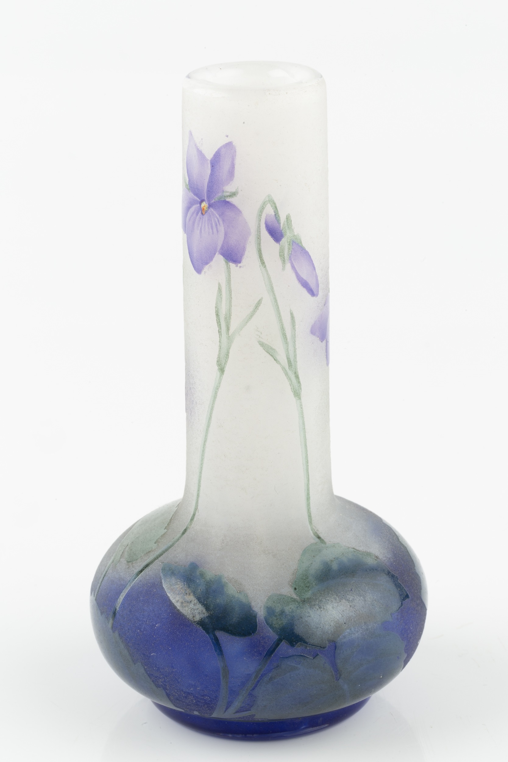 Daum Nancy Miniature vase, circa 1910 inlaid cameo glass, decorated with violet flowers signed - Image 2 of 3