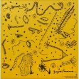 Yayoi Kusama (b.1929) Faces (Yellow), 2004 screenprinted fabric 51 x 51cm.