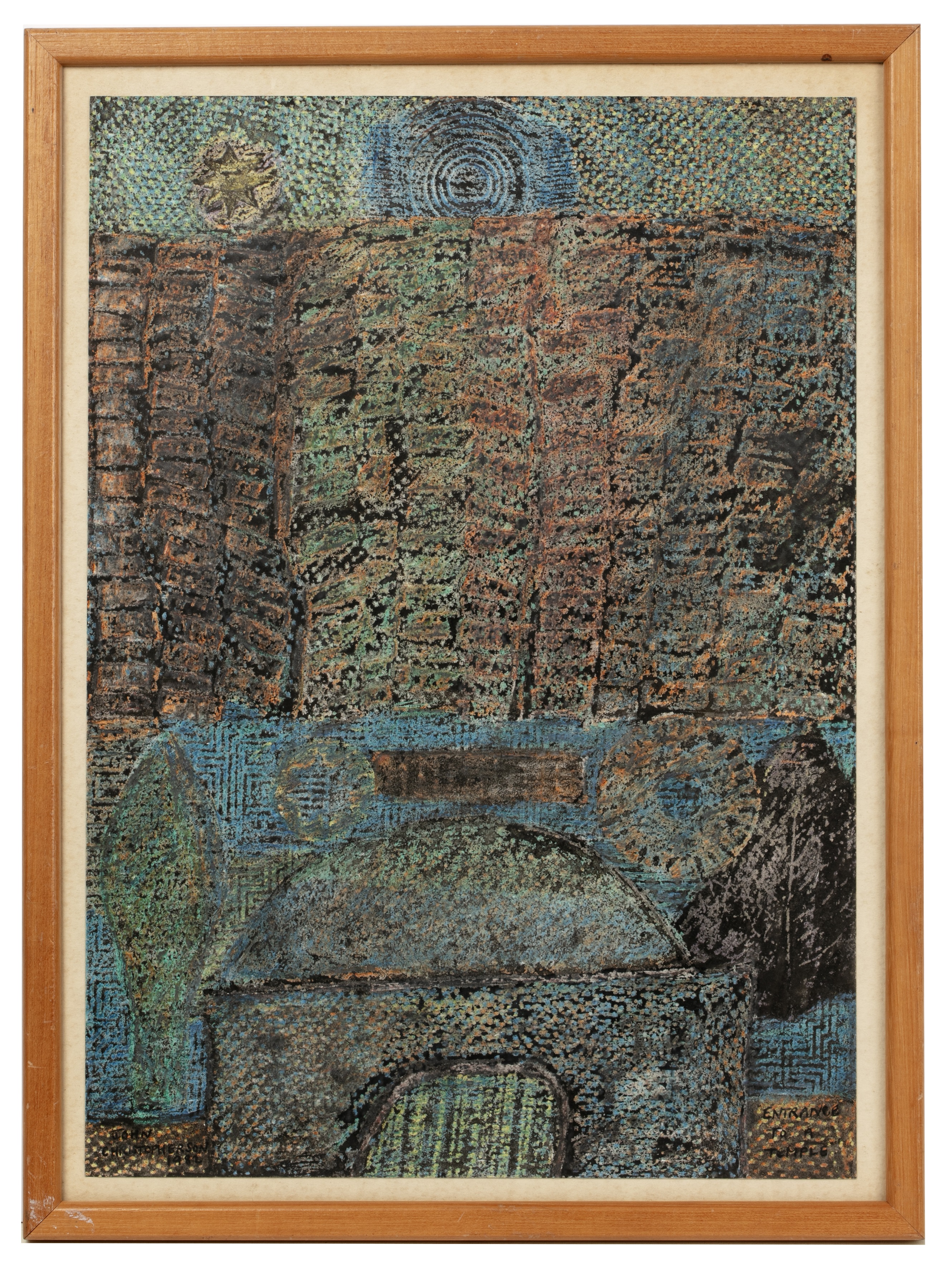 John Christopherson (1921-1996) Entrance in a Temple, 1982 signed, titled, and dated (lower) oil - Image 3 of 3