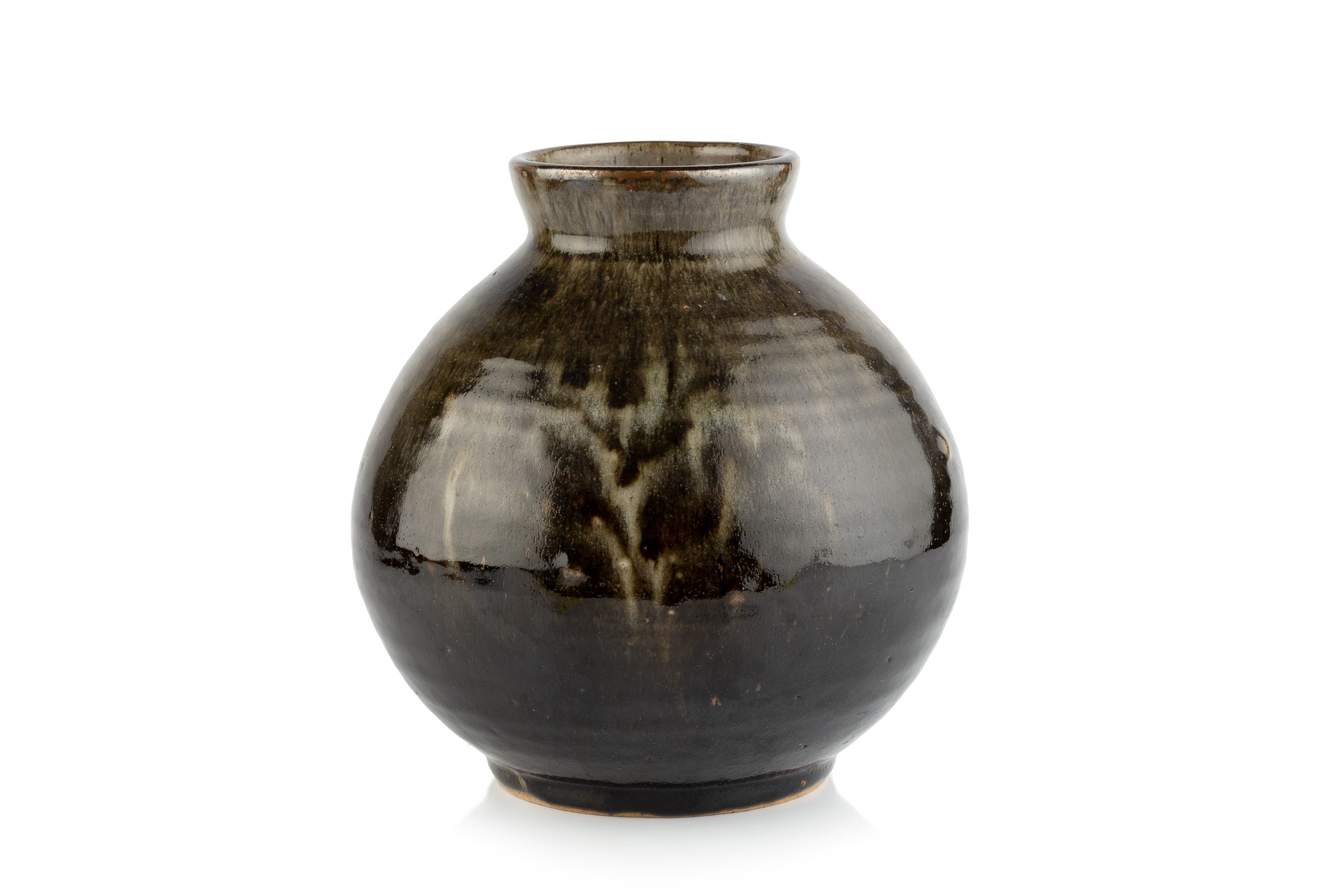 Michael Leach (1913-1985) at Yelland Pottery Vase stoneware with dark green glaze impressed potter's - Image 3 of 3