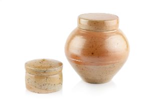 Sarah Walton (b.1945) Two lidded pots stoneware both with impressed potter's seal 14.5cm and 7cm