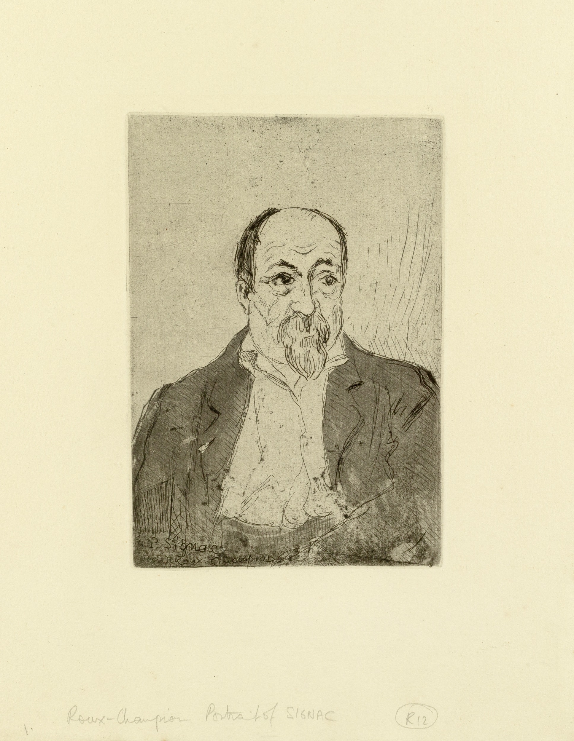 Victor-Joseph Roux-Champion (1871-1953) Portrait of Signac etching 32 x 25cm. Provenance: The