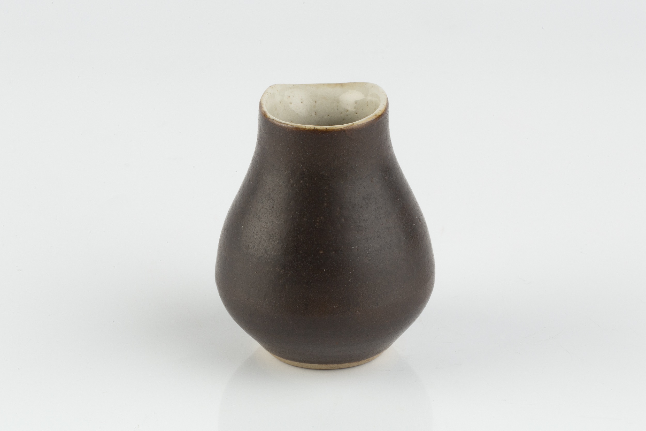 Lucie Rie (1902-1995) Miniature pourer manganese glaze impressed potter's seal 5.8cm high. - Image 3 of 4