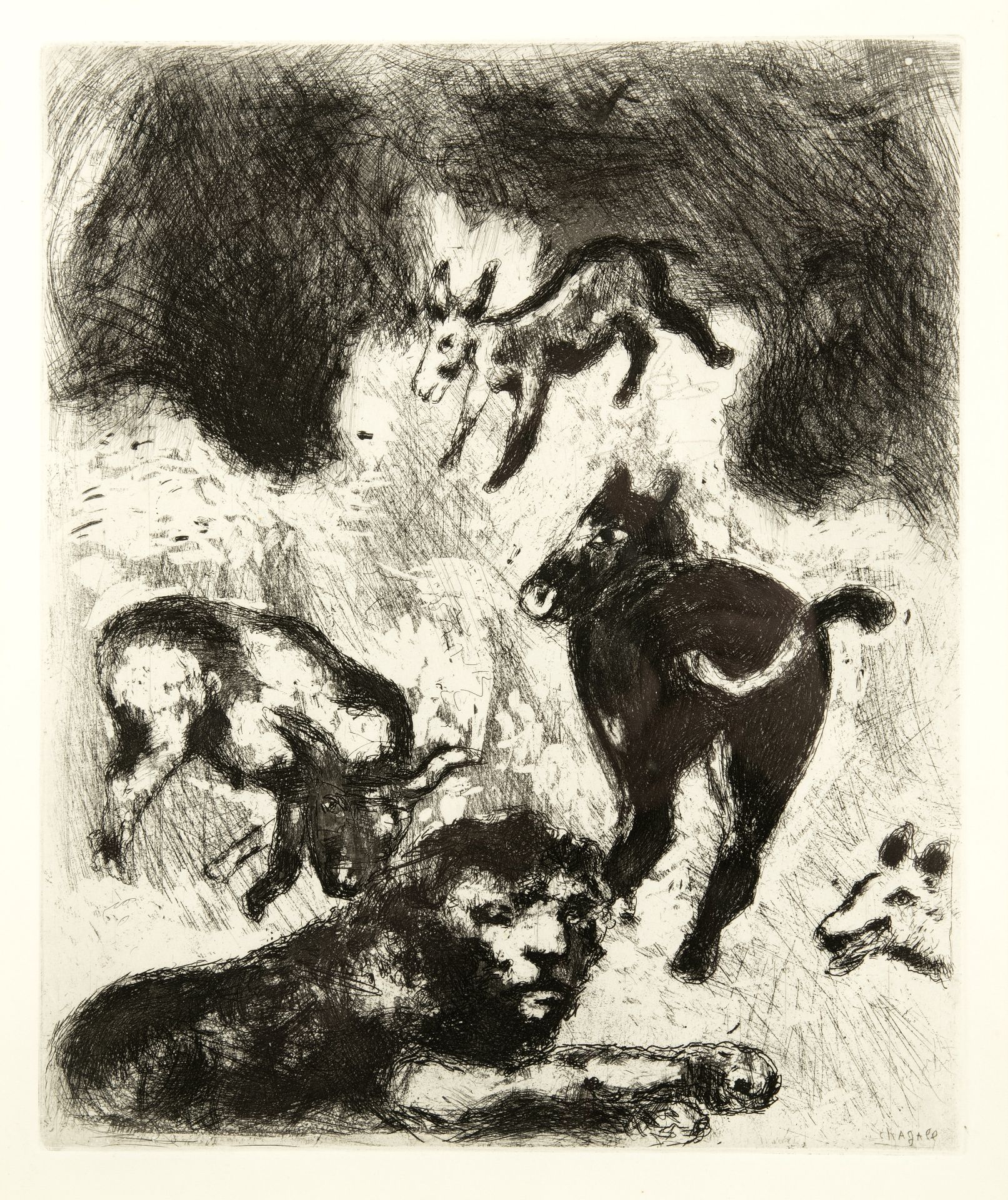 Marc Chagall (1887-1985) The Lion Grown Old, 1952 signed (in the plate) etching 34 x 28cm.