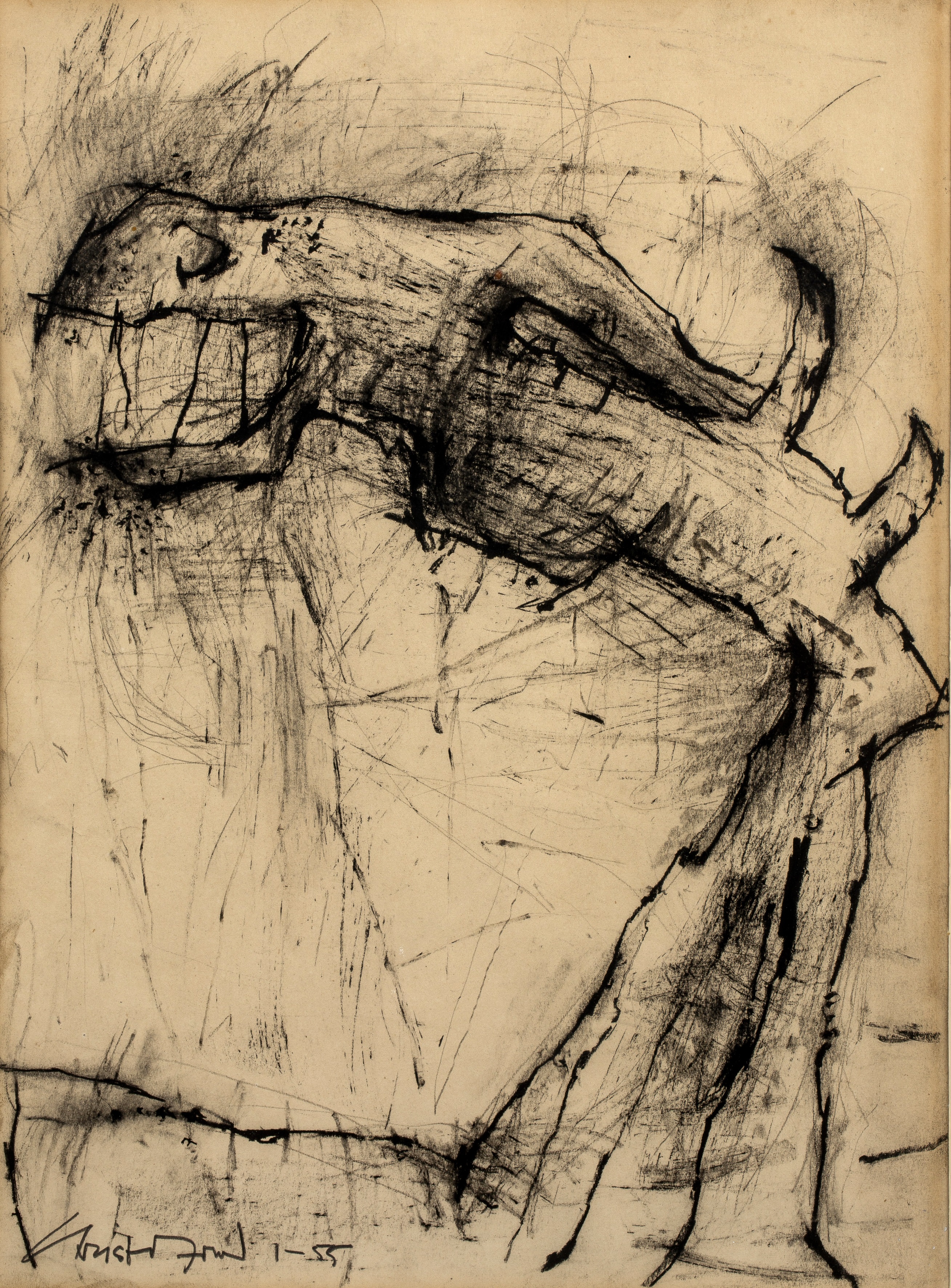 John Christoforou (1921-2014) Horse Head, 1955 signed and dated in pencil (lower left) pen and ink