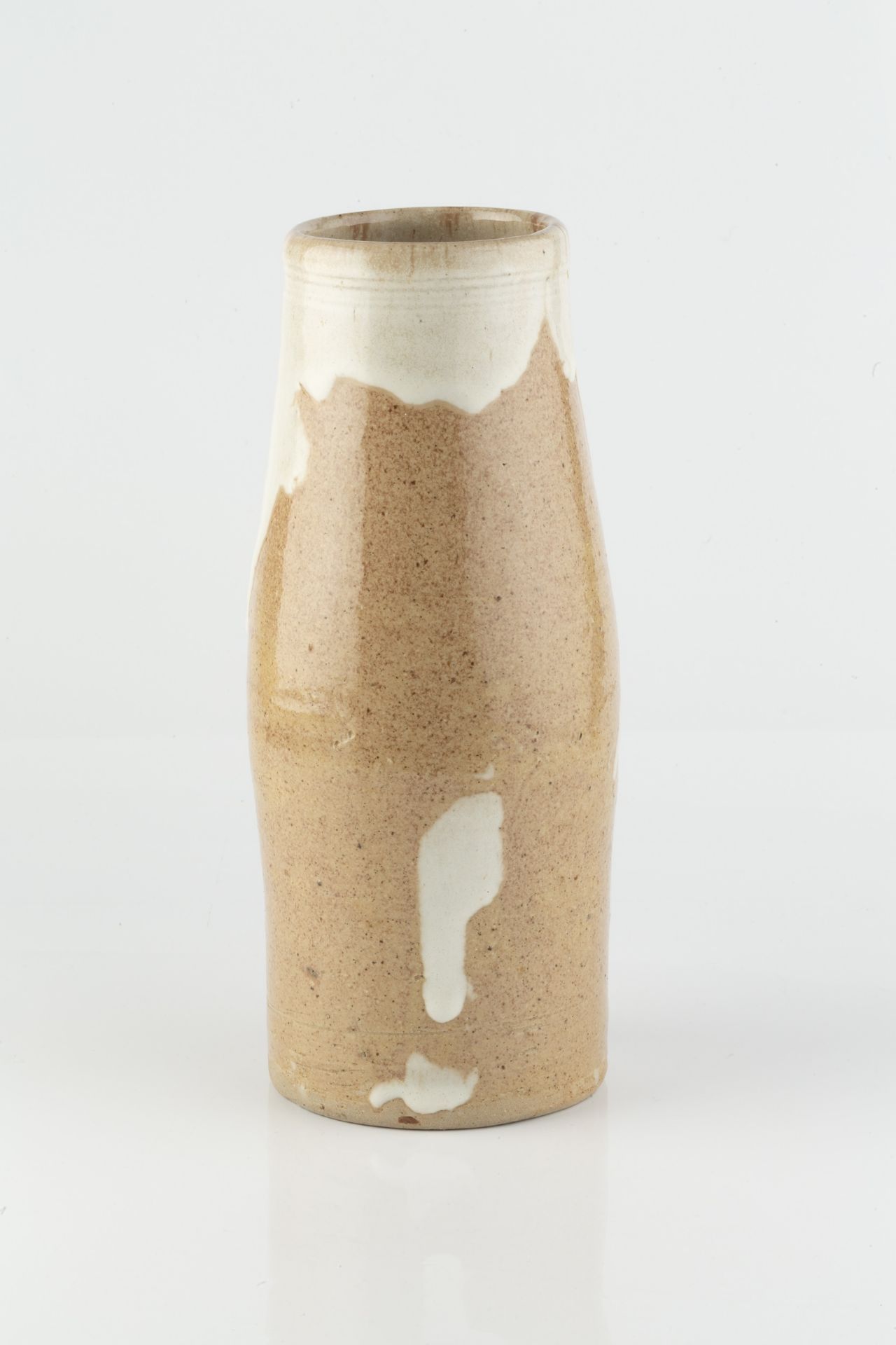 William 'Bill' Marshall (1923-2007) Vase oatmeal glaze with white splashes impressed potter's seal - Image 2 of 3