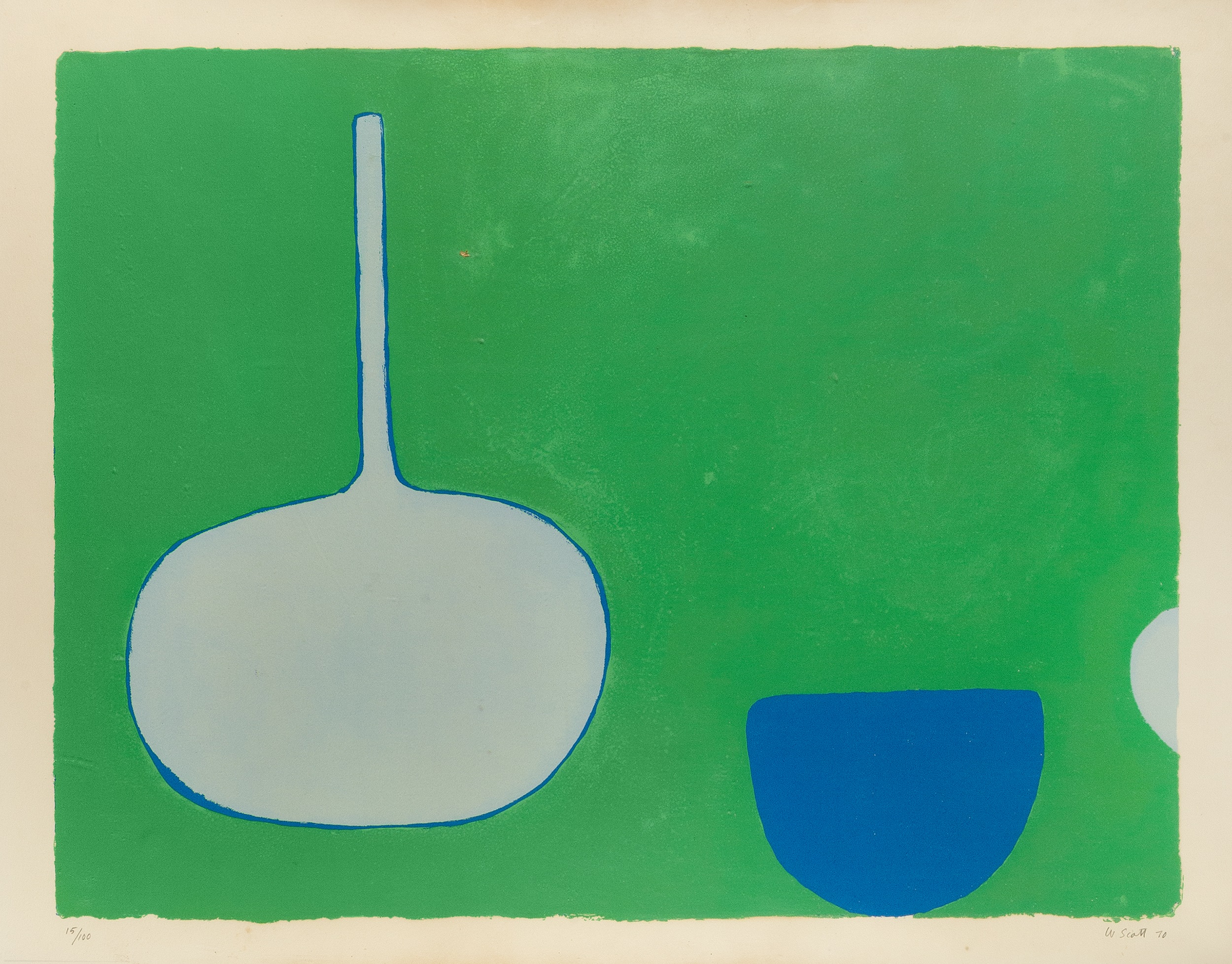 William Scott (1913-1989) Bottle and Bowl, Blues on Green, 1970 15/100, signed, dated, and
