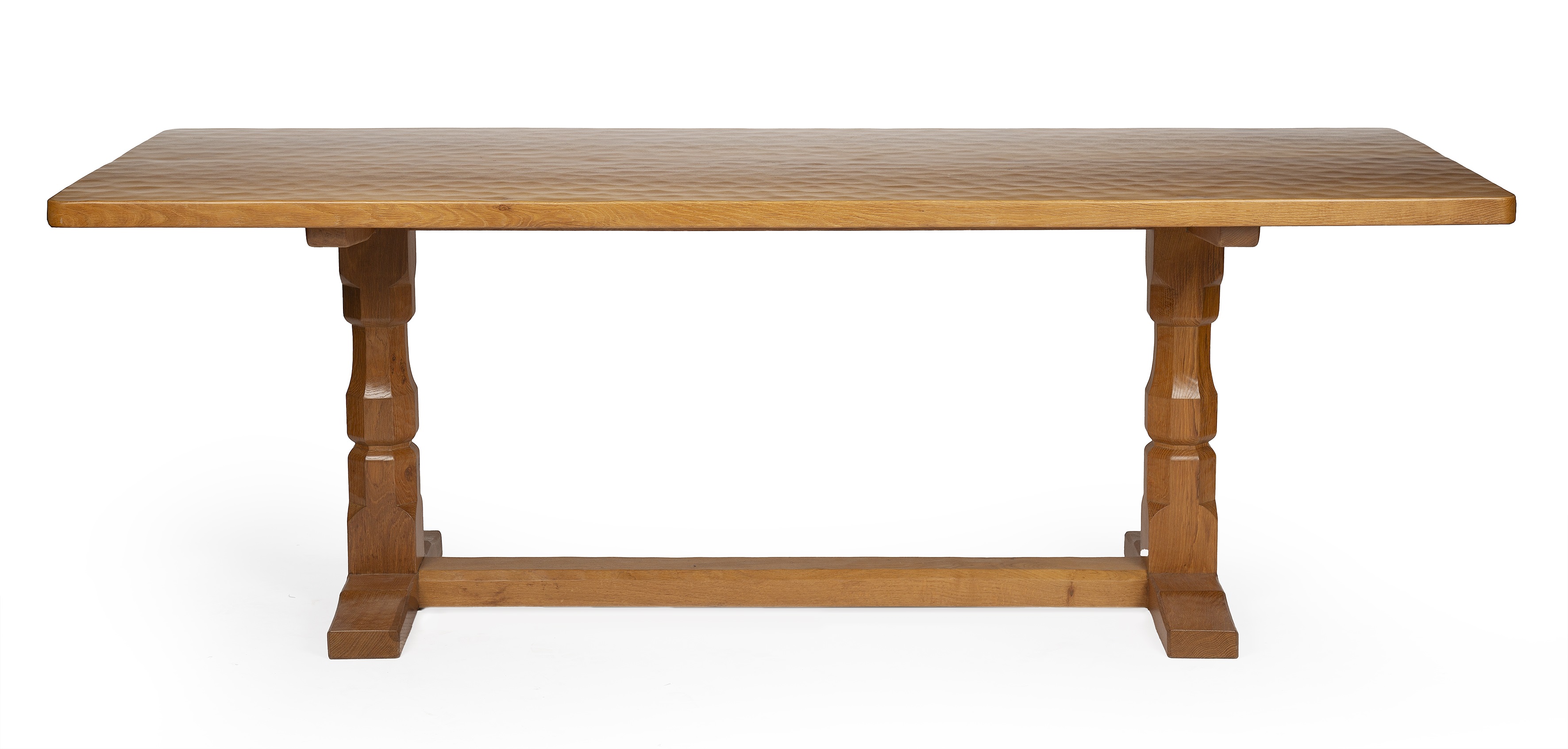 Robert Thompson of Kilburn (1876-1955) Mouseman dining table, circa 1970 oak, the adzed - Image 2 of 4