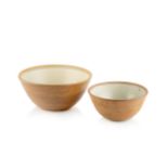 Richard Batterham (1936-2021) Two mixing bowls stoneware, the interiors with green ash glaze 28cm