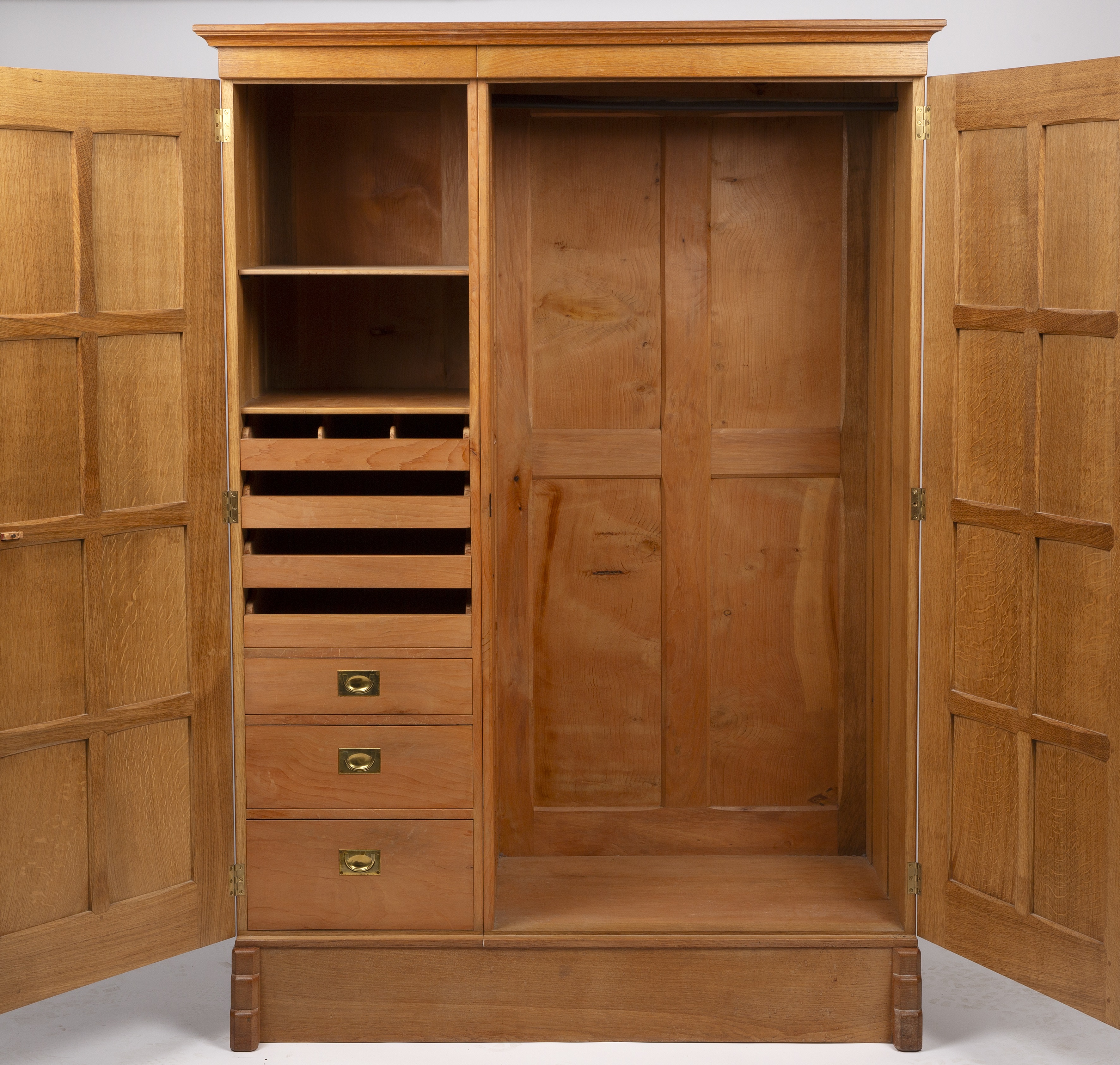 Hugh Birkett (1919-2002) Wardrobe oak, with panelled doors enclosing fitted shelves 181cm high, - Image 2 of 6