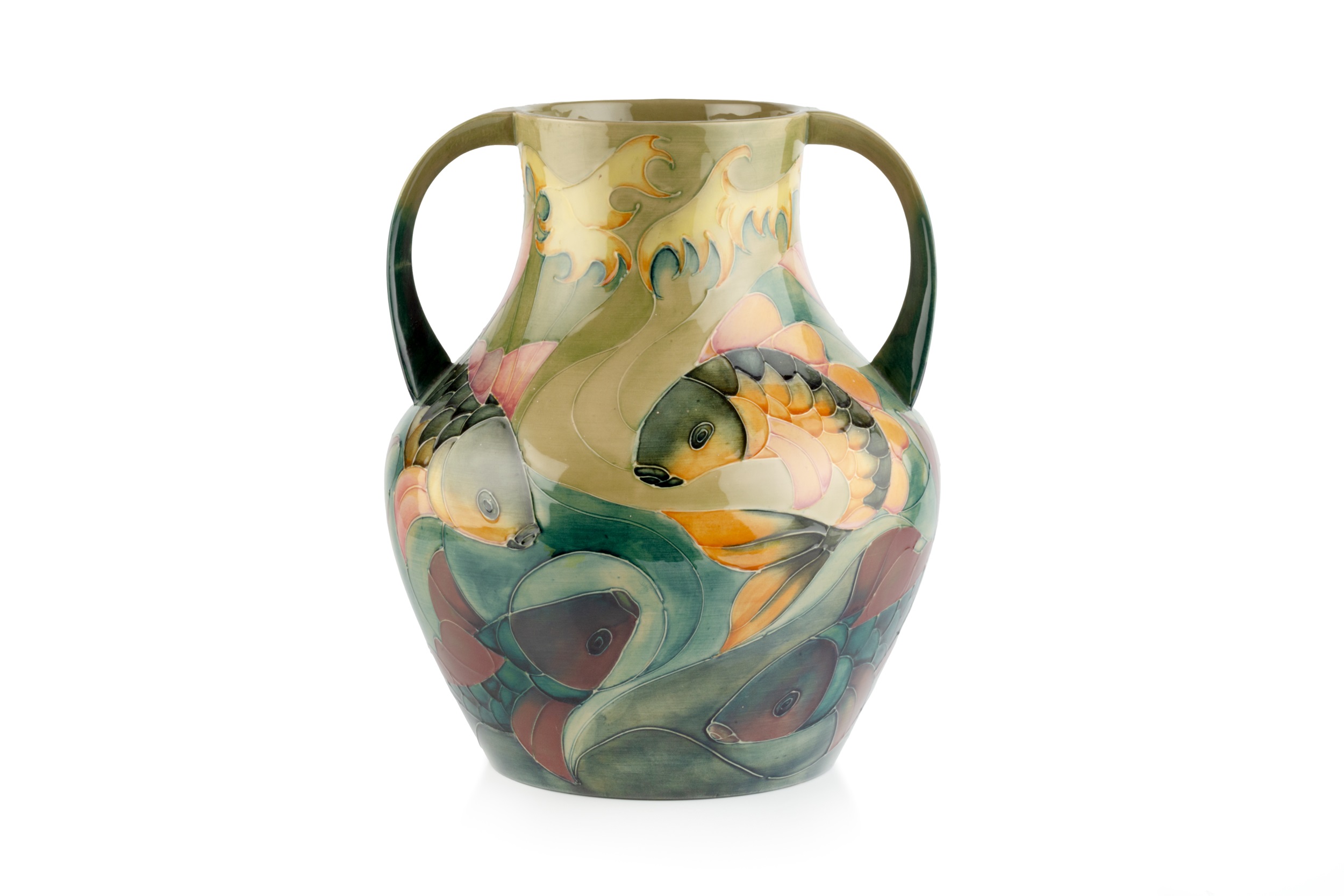 Sally Tuffin for Moorcroft Carp pattern vase, 1996 painted and impressed marks 34cm high.