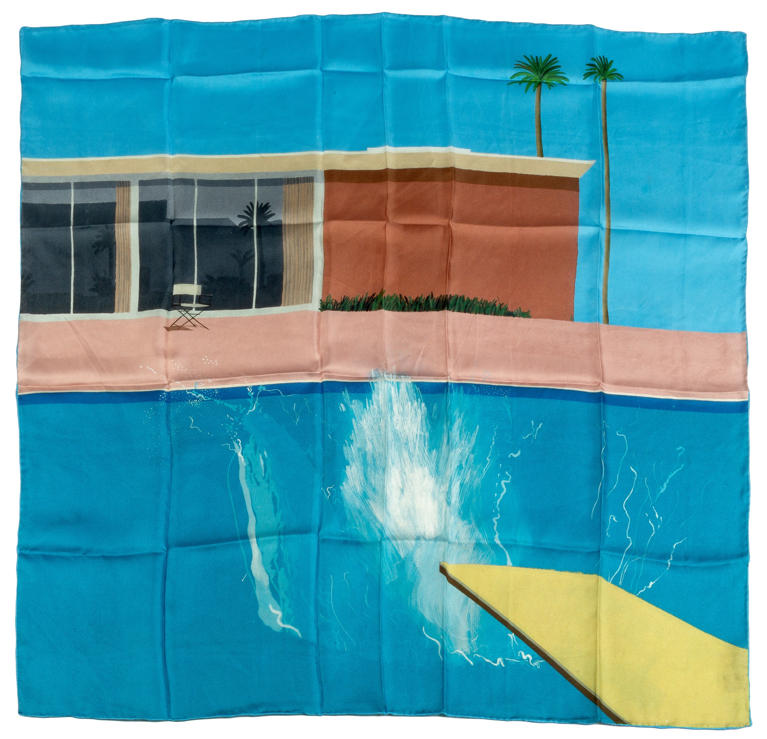 David Hockney (b.1937) A Bigger Splash silk scarf in the original box 90 x 90cm.