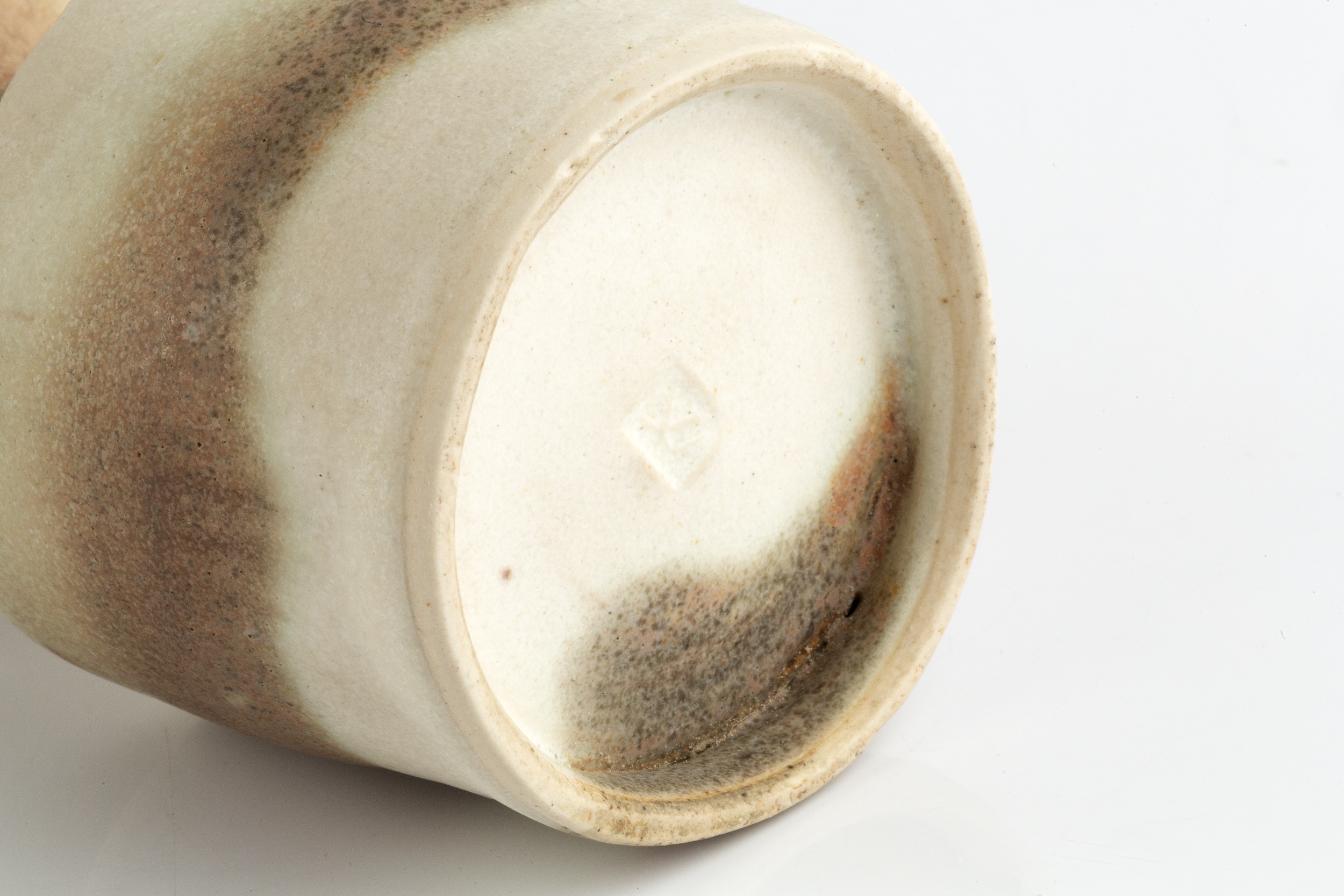 Lucie Rie (1902-1995) Vase swirled pale glazes impressed potter's seal 12.2cm high. - Image 6 of 6