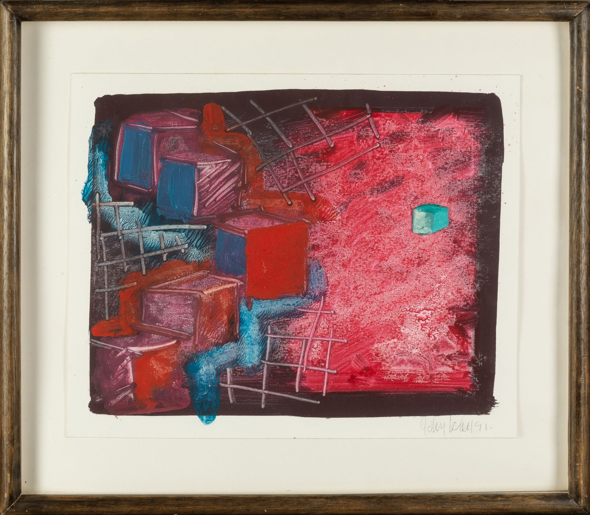 John Loker (b.1938) Bloc/Transfer, 1991 signed and dated (lower right) oil on paper 22 x 27cm. - Bild 2 aus 3