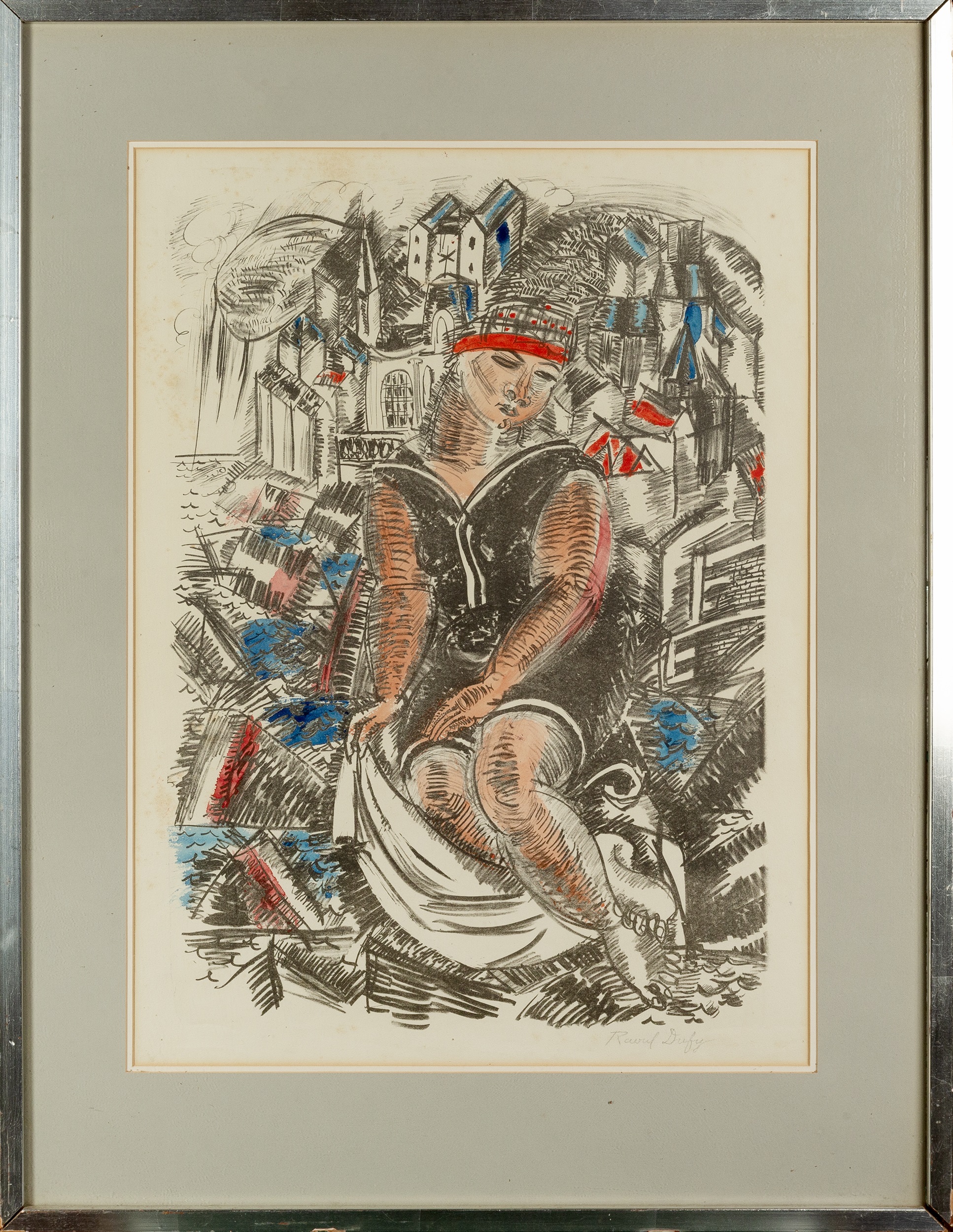Raoul Dufy (1877-1953) La Baigneuse a Sainte-Adresse signed in pencil (in the margin) hand- - Image 2 of 3
