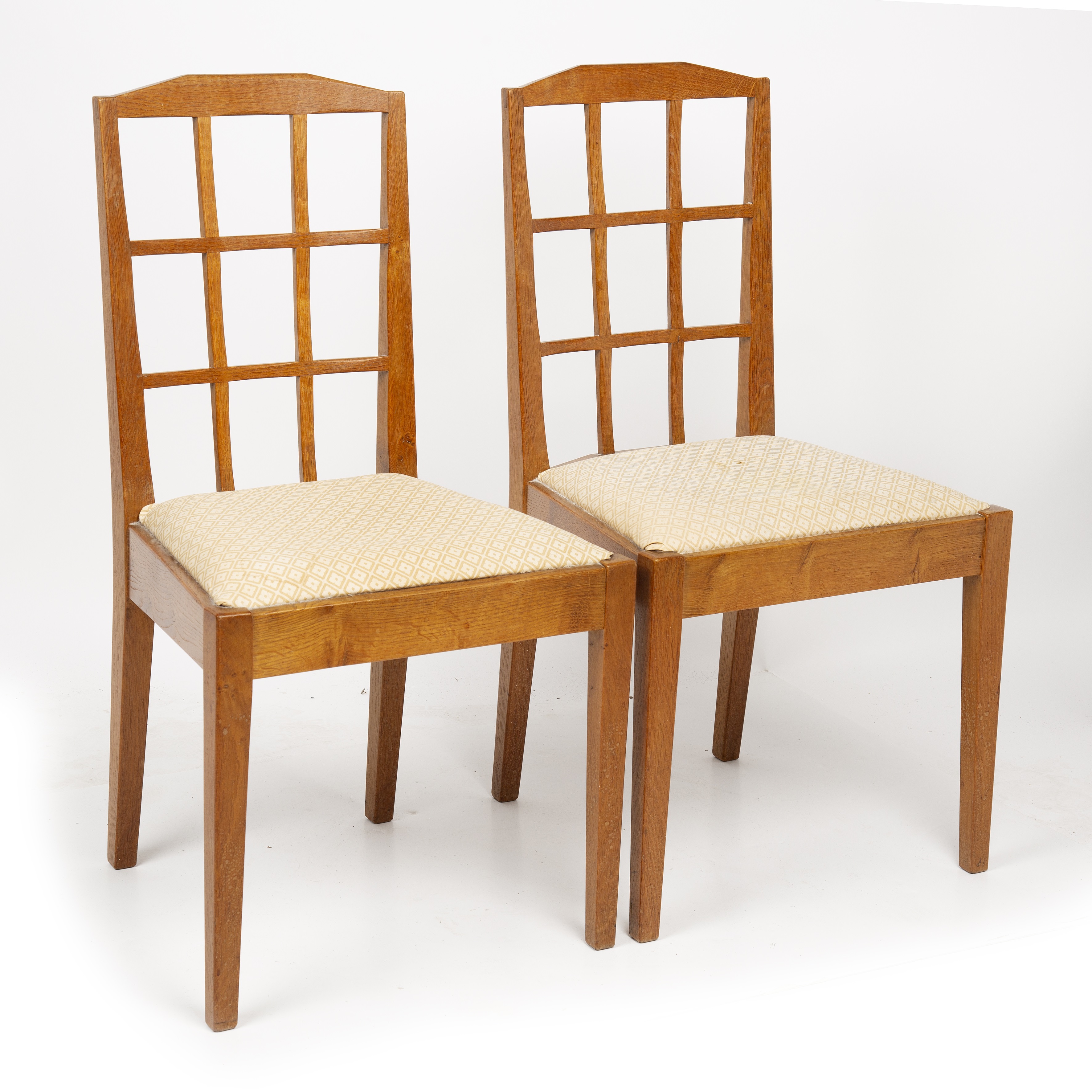 Hugh Birkett (1919-2002) Pair of chairs, 1952 oak, with drop-in fabric seats signed and dated 87cm - Image 2 of 4